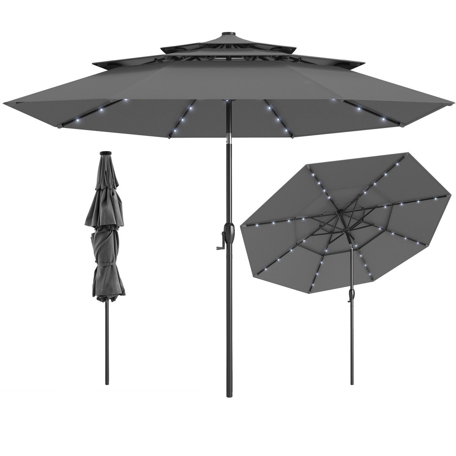 COSTWAY Sonnenschirm, Ø297cm Balkonschirm mit 32 günstig online kaufen