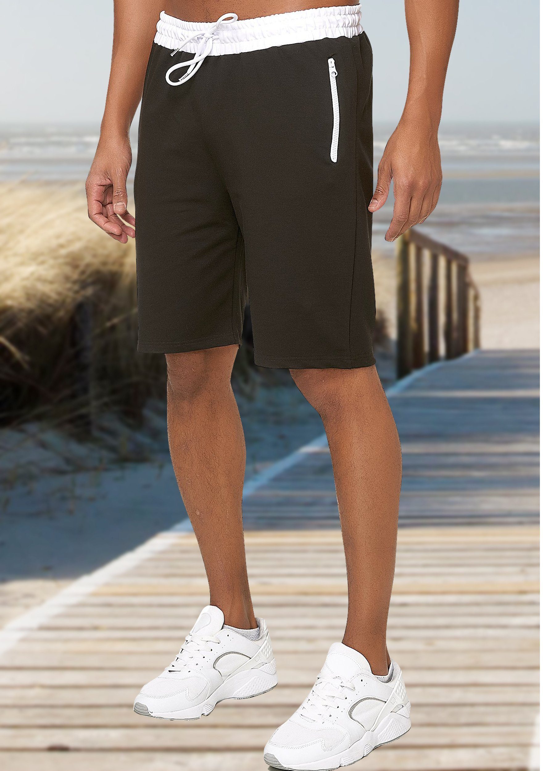 Smith & Solo Sweatshorts »Kurze Hosen Herren - Shorts kurz Hose mit  Reißverschluss, Laufshorts« (1-tlg) Baumwolle Sommer Jogginghose Sportshorts