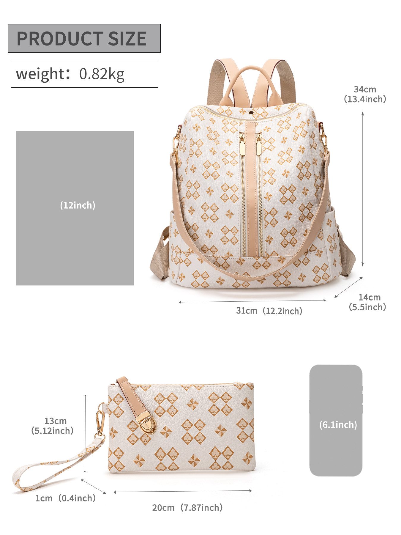 Forrlite Rucksack Damen Rucksack, Kleine 2 in 1 Rucksackhandtasche (Wasserdichte Leder Schultaschen, Geldbörse Umhängetasche Handtasche Rucksack), Geschenk,Anti-Diebstahl Tagesrucksack Schultertaschen