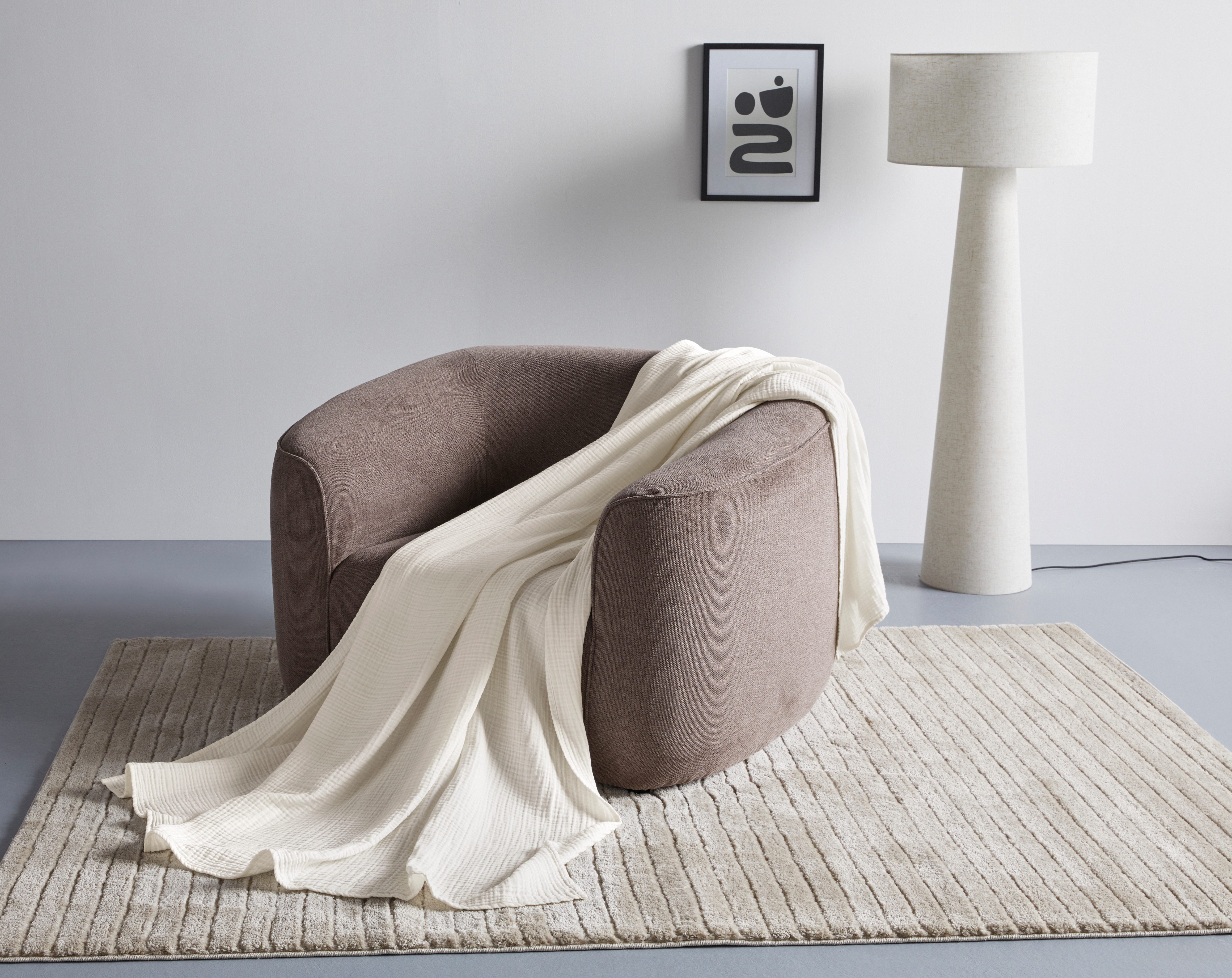 Wohndecke HEVIN, Musselin, 100% Baumwolle, Topseller!, LeGer Home by Lena Gercke, Tagesdecke im Baumwoll-Crinkle-Effekt, Musselin, Kuscheldecke – Bild 2 von 4