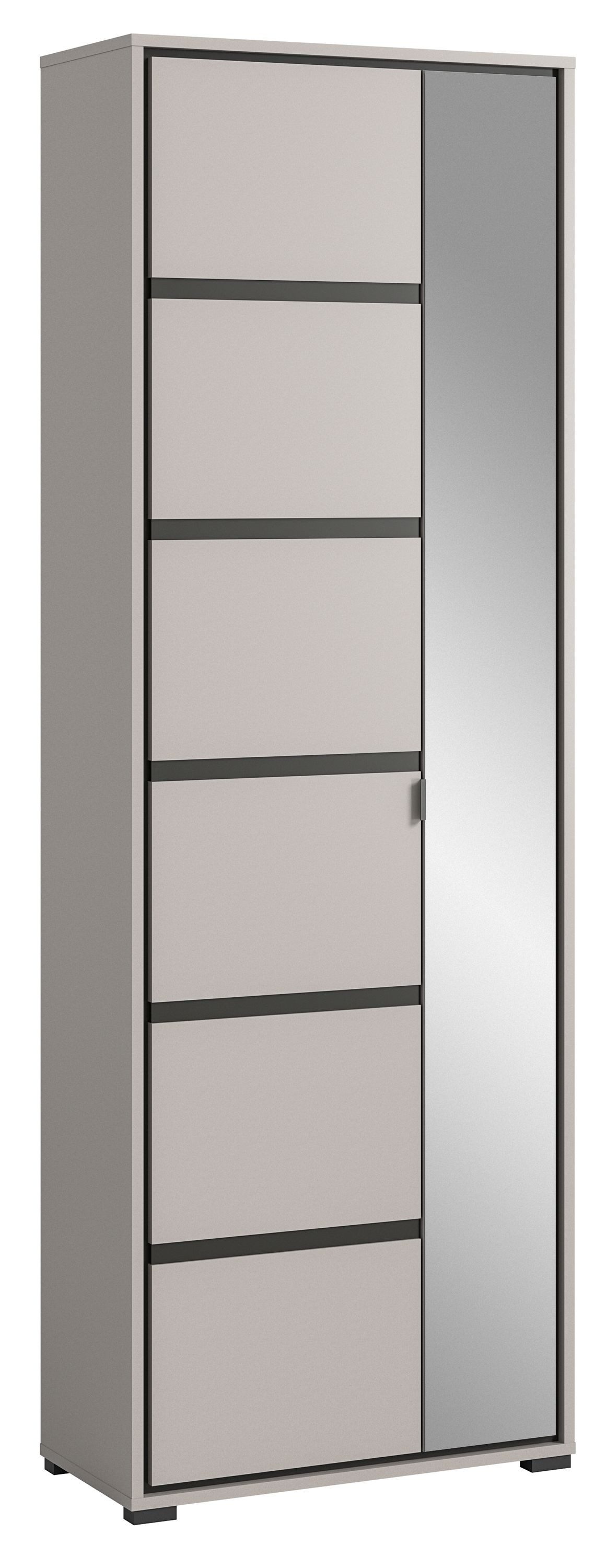 xonox.home Garderobenschrank Grau Softclose Melamin 65x196x37 cm günstig online kaufen