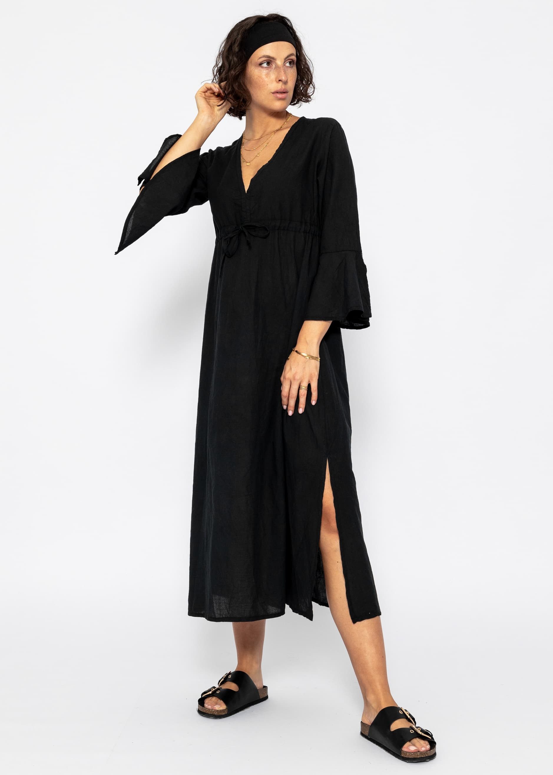 SASSYCLASSY Midikleid Baumwollkleid mit Schlitz und günstig online kaufen