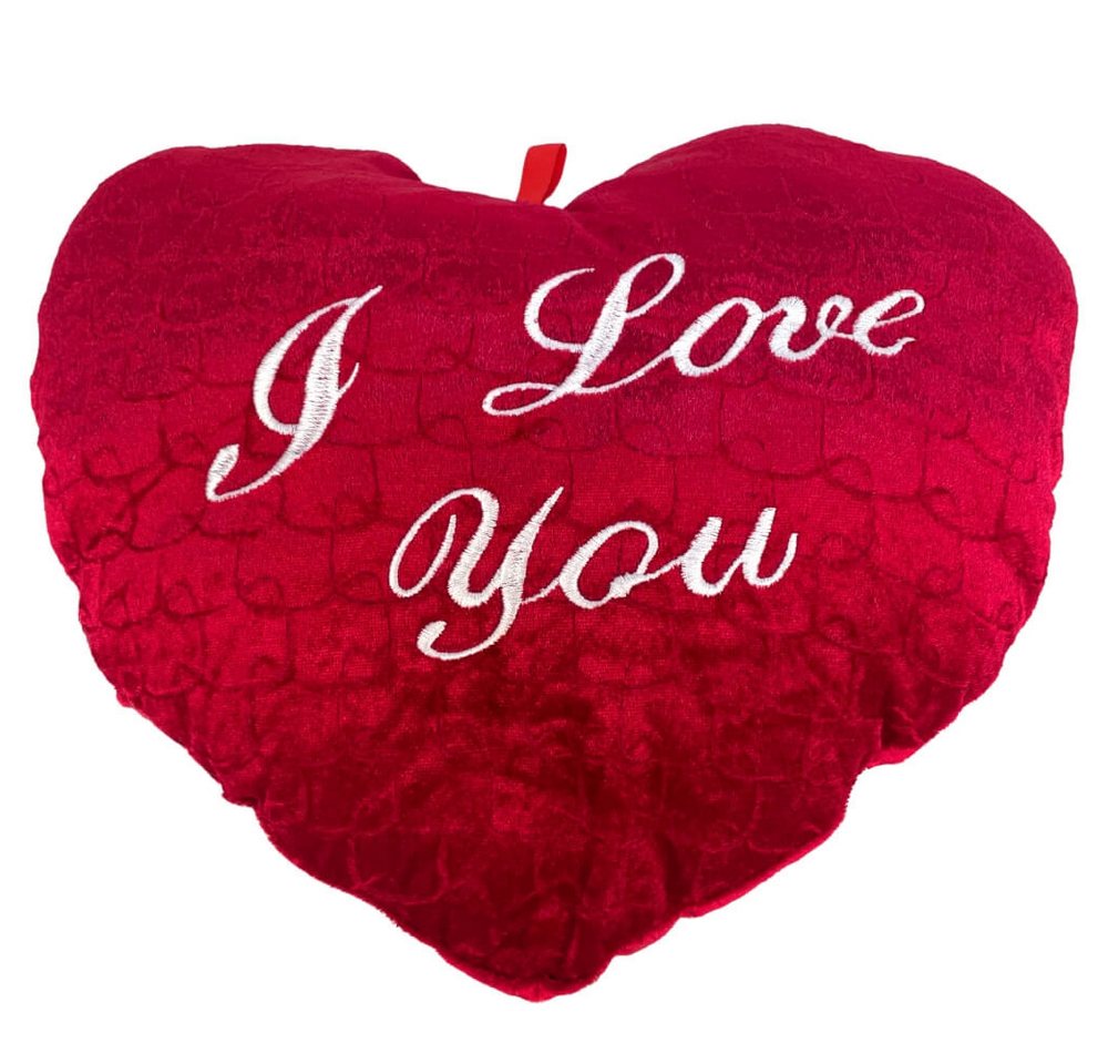 Rasehorn Dekokissen Rotes Herzkissen 34 cm "I love you"