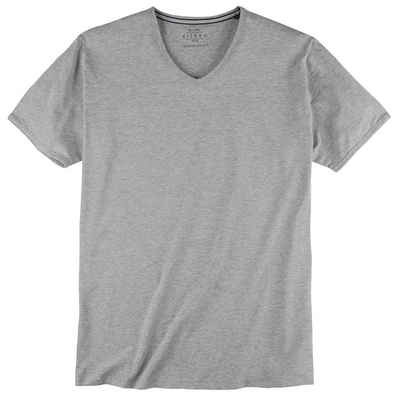 Kitaro V-Shirt »Übergrößen V-Neck Stretch T-Shirt hellgrau melange Kitaro«