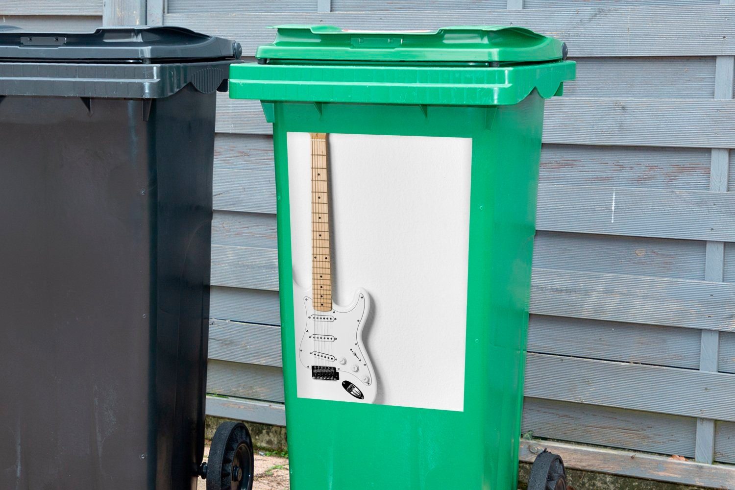 E-Gitarre Abfalbehälter Wandsticker Mülltonne, Mülleimer-aufkleber, St), MuchoWow (1 Container, Eine Sticker, weiße