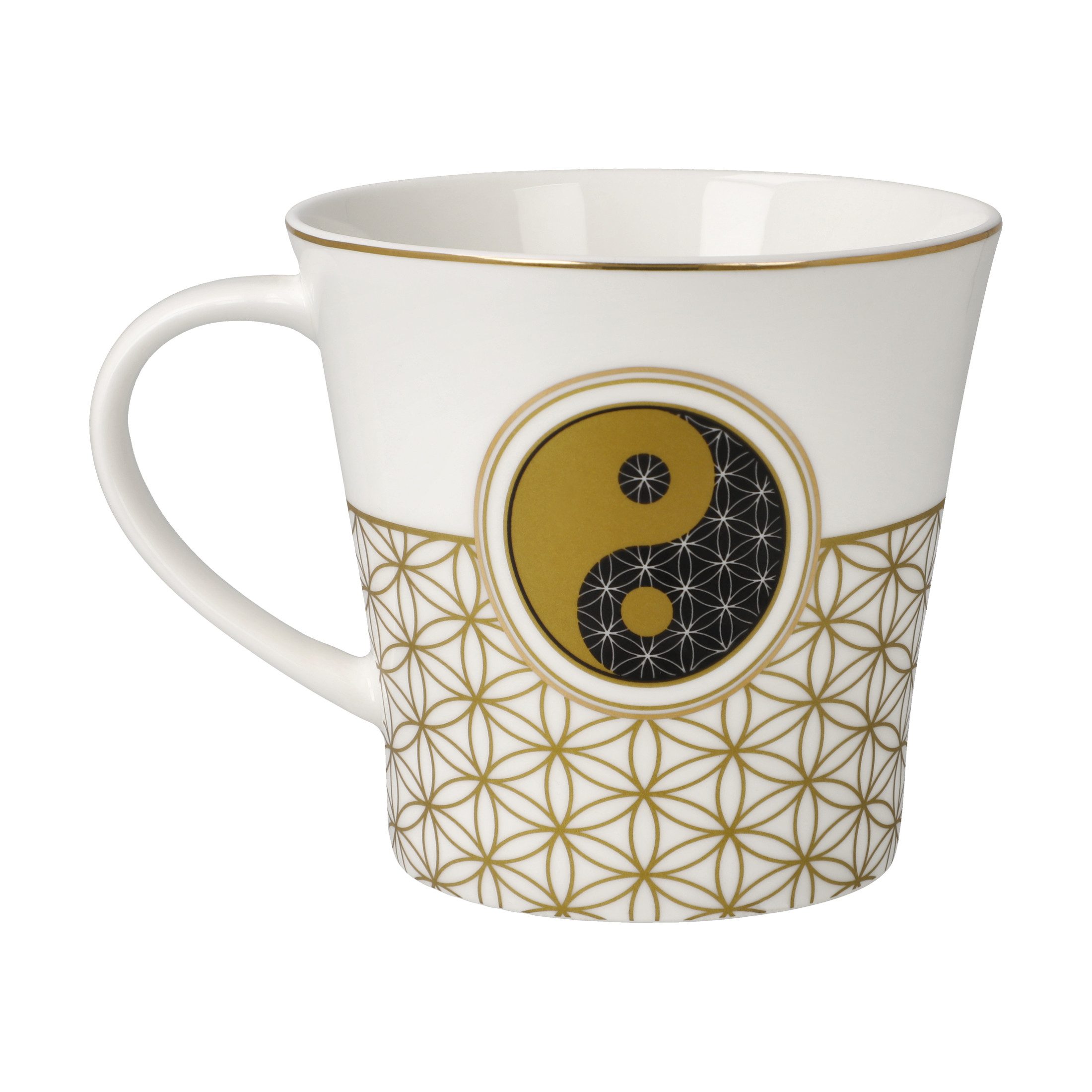 Dekomiro Kaffeeservice Kaffeebecher Blume des Lebens, 2 Personen, Porzellan