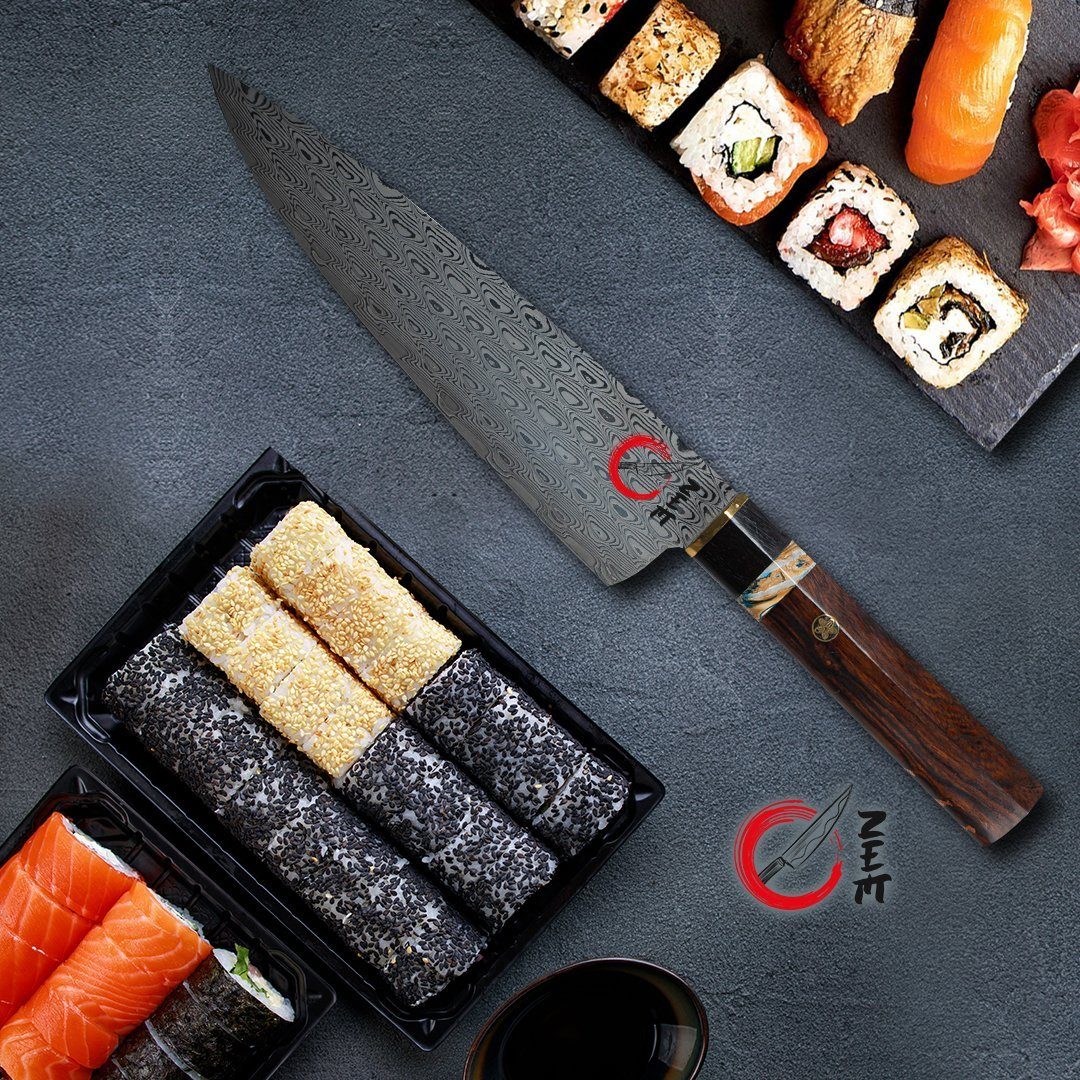 Küchenkompane Damastmesser ZEM Damastmesser Zhi Shang – Chefmesser 20cm – VG10 Stahl