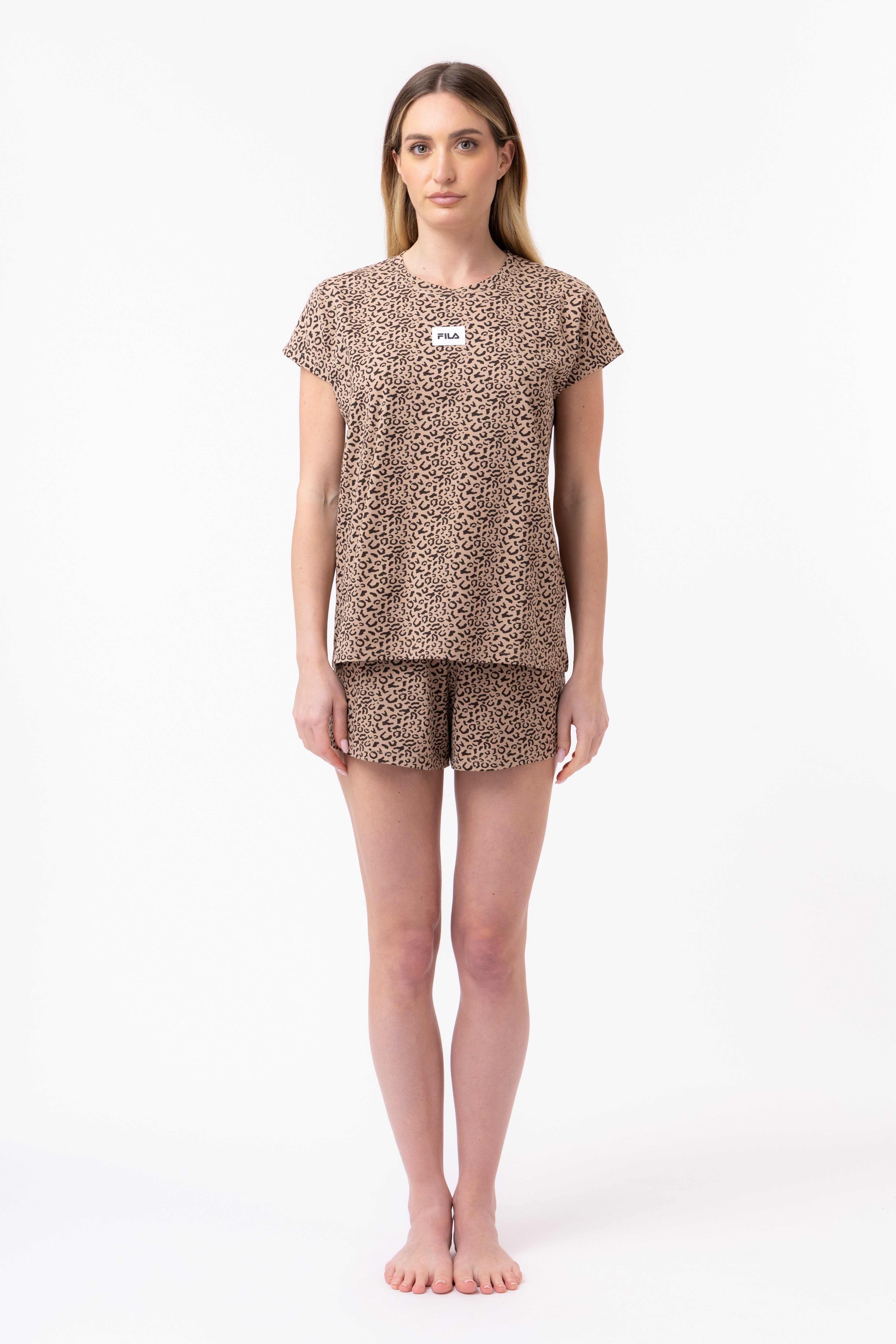 Fila Shorty (2 tlg) im Animal-Look, Baumwolle, Kurzarm