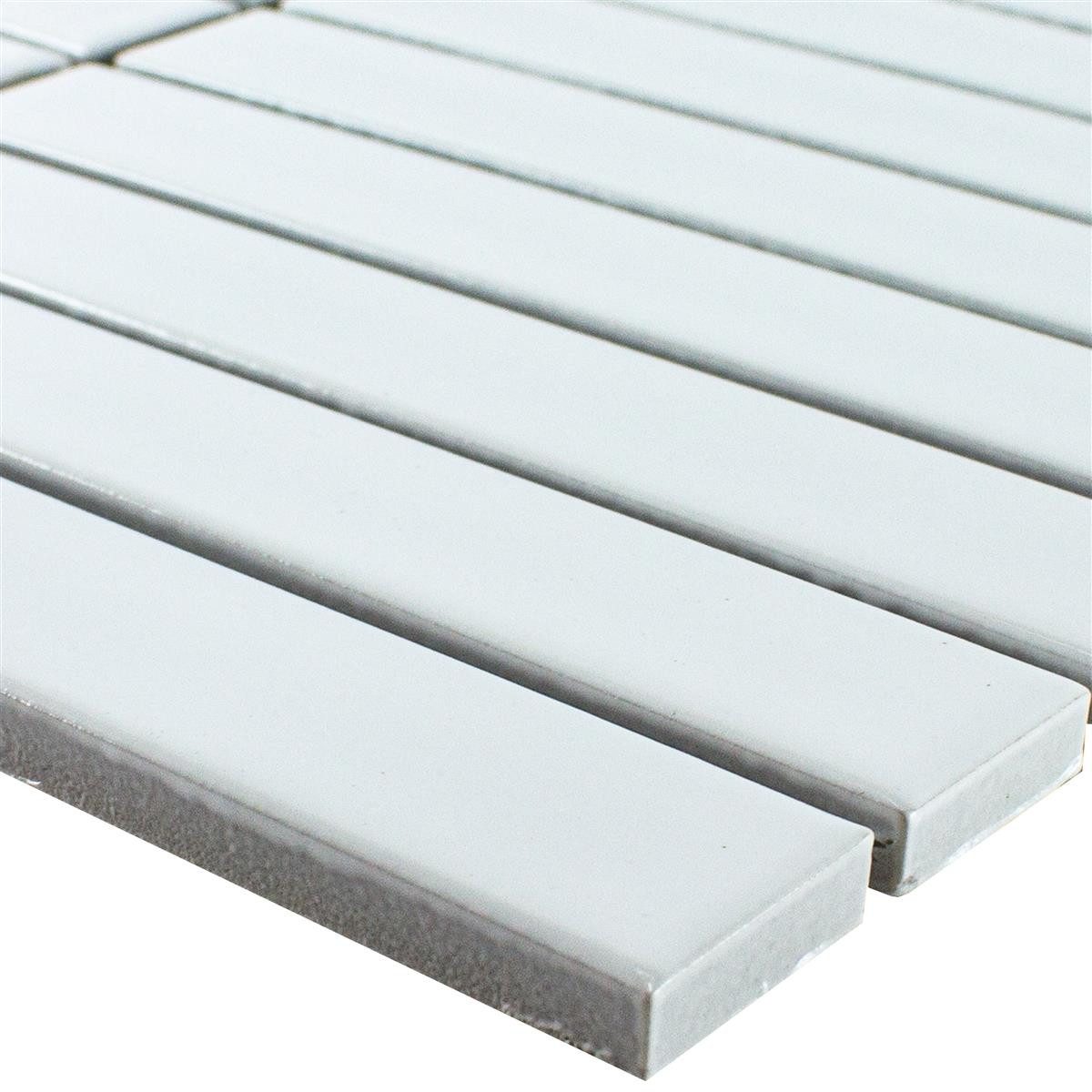 Mosafil Mosaikfliesen Keramik Mosaik Fliesen Durham Glänzend, Keramik 30.000x29.600, weiß, Verlegefertig auf ein Netz geklebt - Frostsicher - Wasserfest