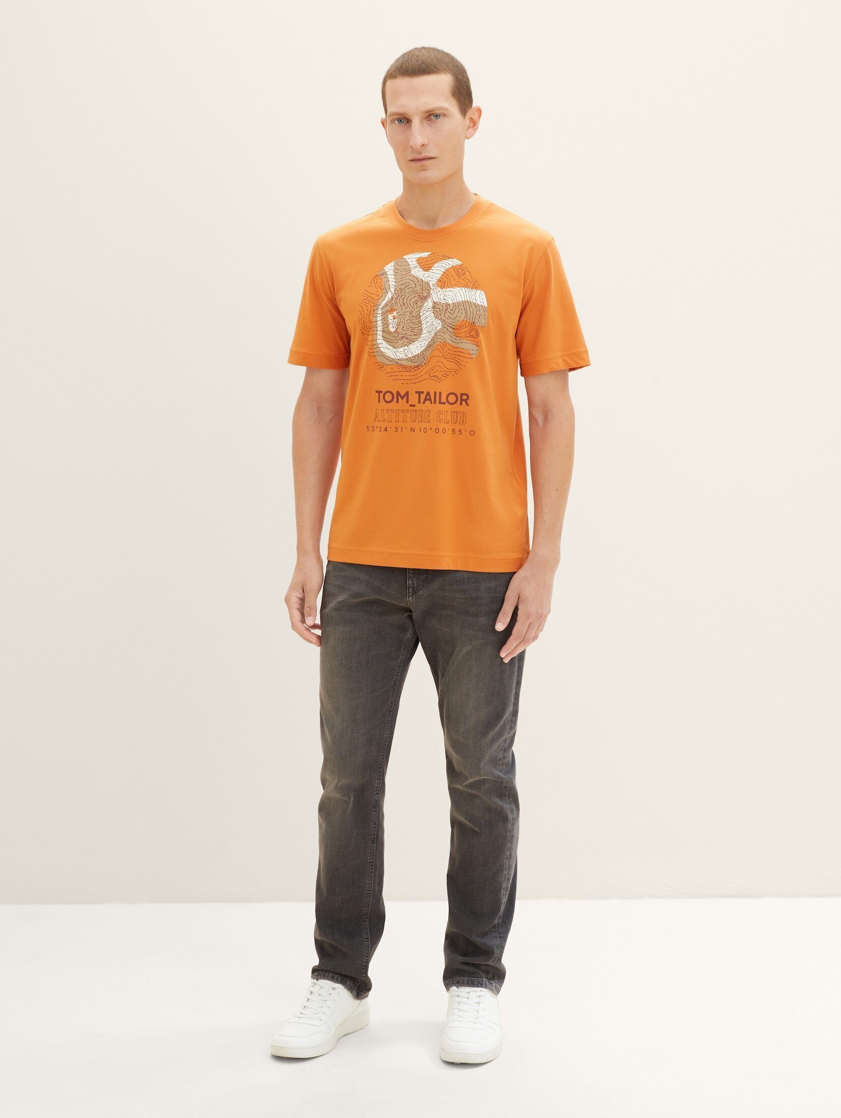 Print tomato orange T-Shirt T-Shirt cream mit TOM TAILOR