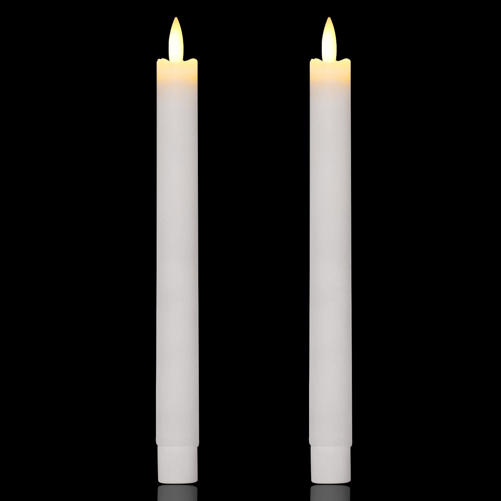 Salcar LED-Kerze 2er LED Stabkerzen Tafelkerzen Kerzen Warmer 2-tlg), Set, Echtwachs Weihnachtsdeko für 3D-Dochtlicht, LED Flackernde Batteriebetriebene Kerzen (2-teiliges Flamme
