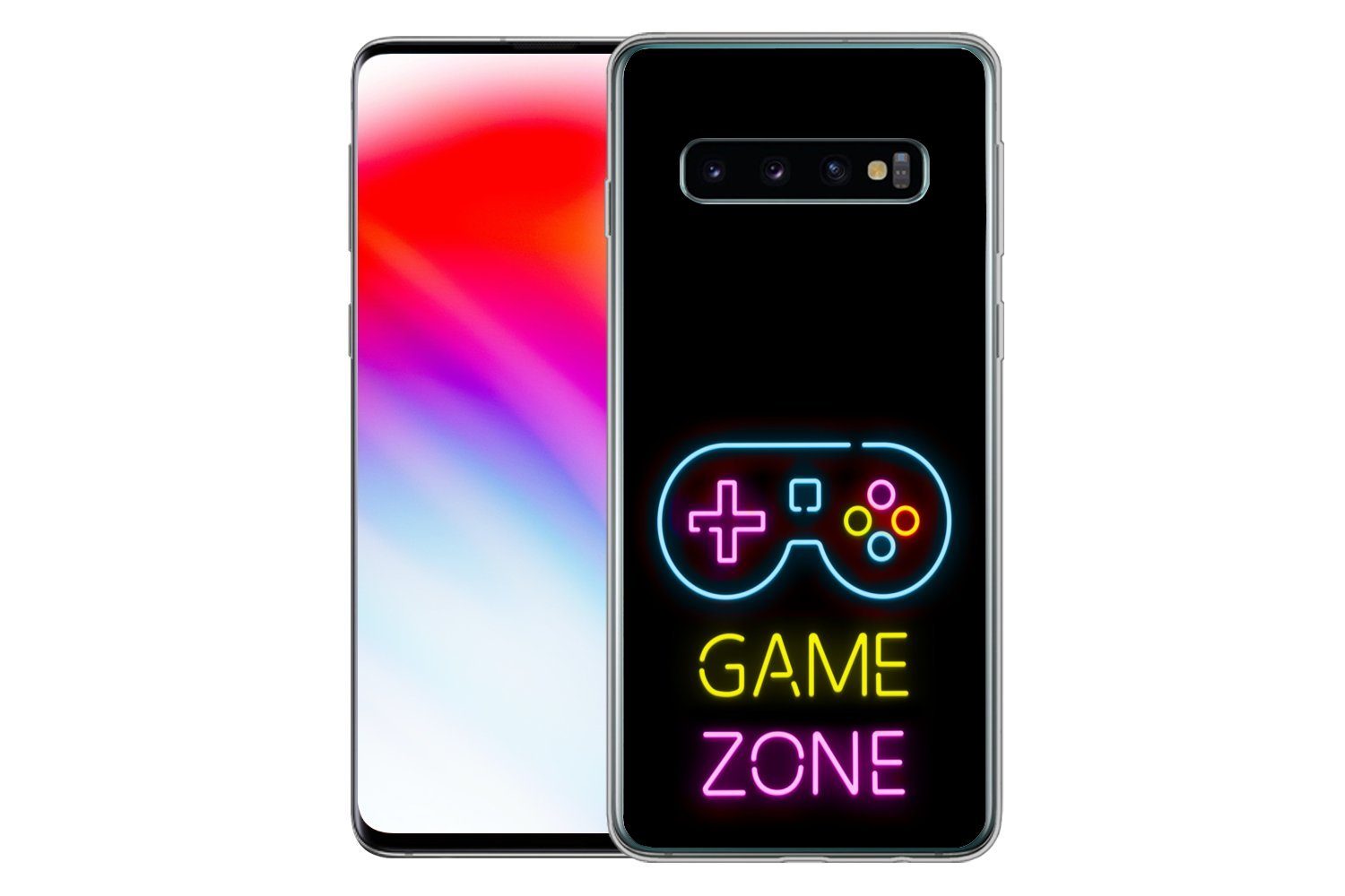 MuchoWow Handyhülle für Samsung Galaxy S10 Controller - Spiel - Neon - Schwarz - Zitate -, Phone Case, Silikon, Schutzhülle Dünn