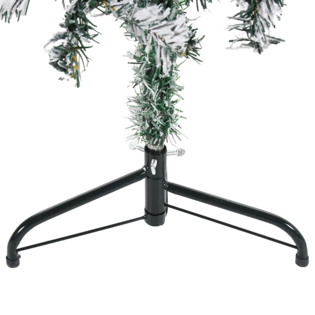 Halb-Weihnachtsbaum Schlank und cm mit Künstlicher vidaXL Weihnachtsbaum Weiß grün 150 Schnee Künstlicher