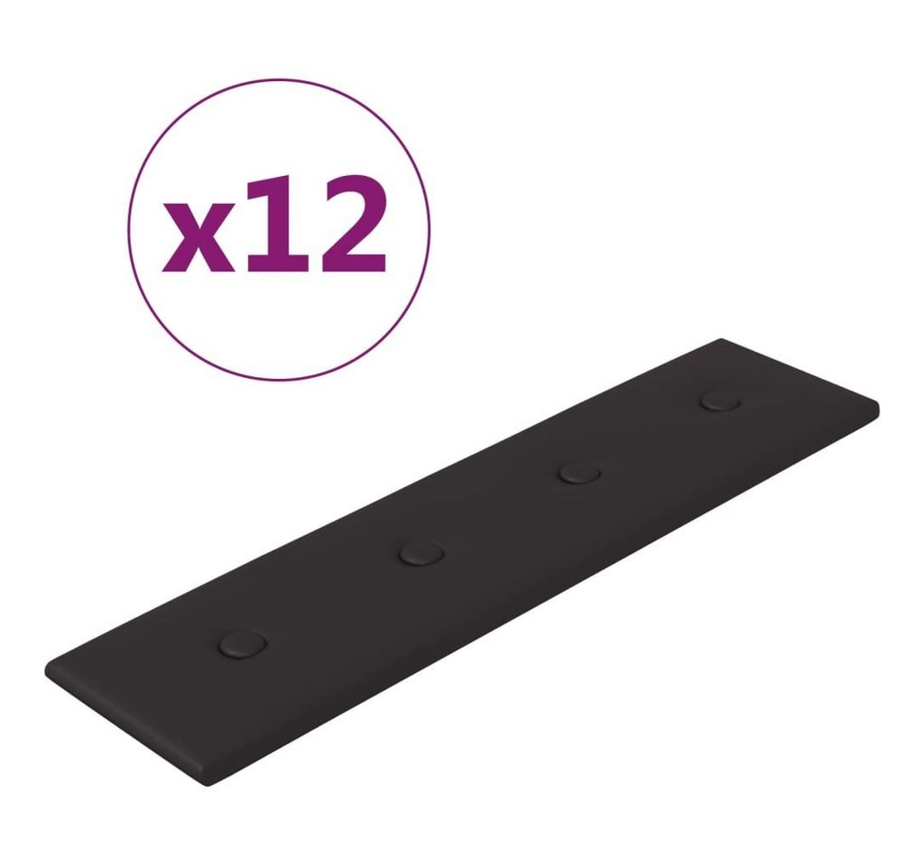 Thumbnail - vidaXL Wandpaneel Wandpaneele 12 Stk. Schwarz 60x15 cm Kunstleder 1,08 m², (12-tlg)