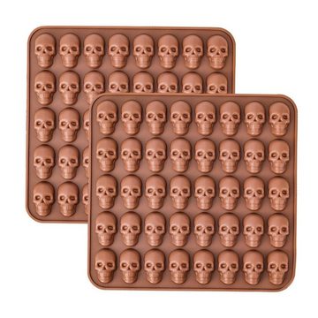 Metamorph Pralinenform Mini Totenkopf Silikonform 40-fach, (1-tlg), Mit dieser Form aus Silikon für 40 kleine Totenköpfe gelingen dir sc