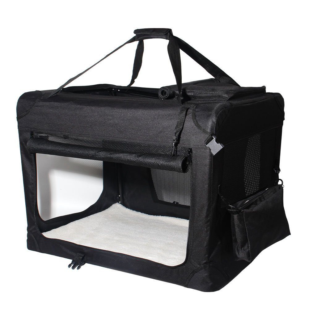 Zedelmaier Tiertransporttasche Transportbox, Hundebox, Katzenbox bis 30,00 kg, mit atmungsaktivem Mesh und herausnehmbarem Polster