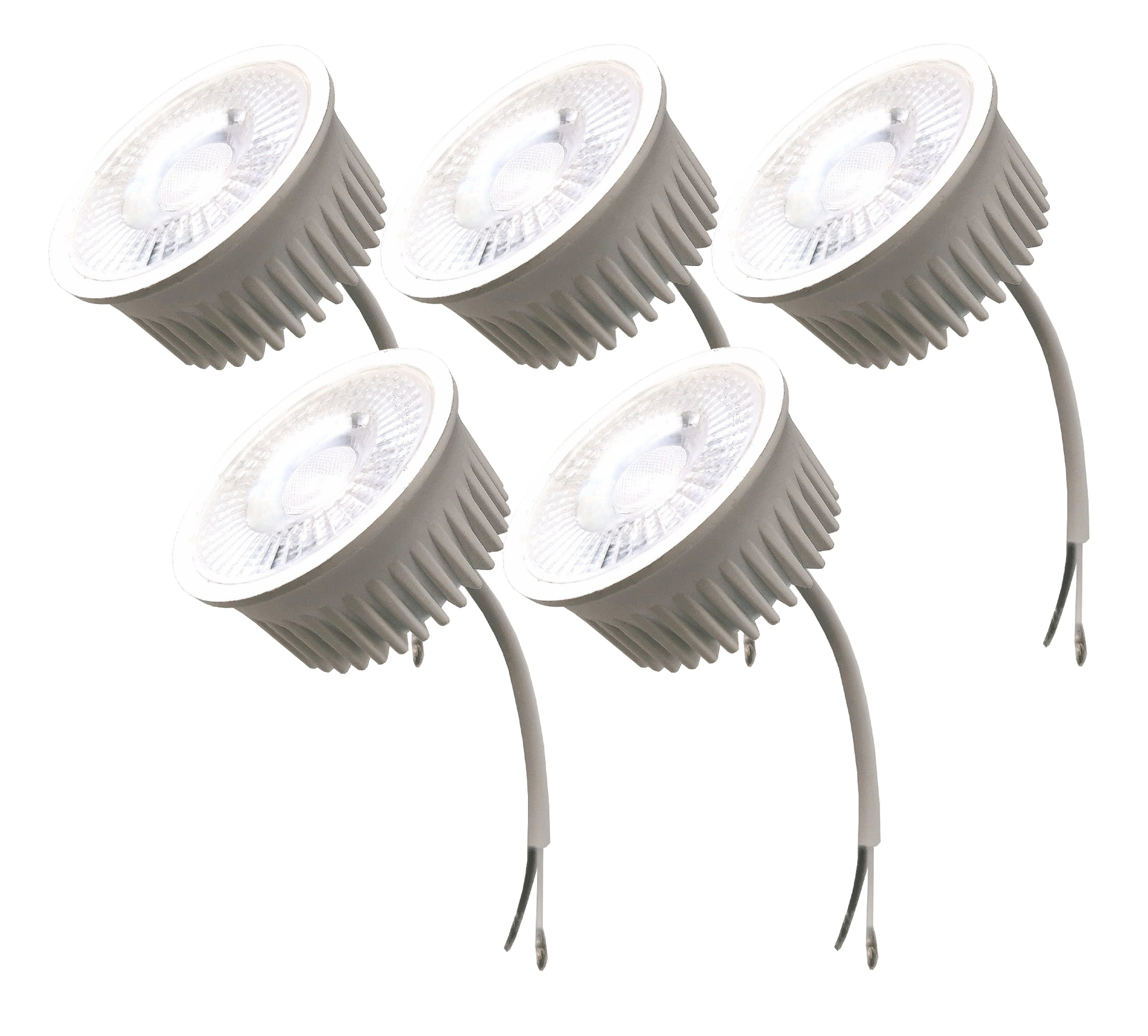 TRANGO LED-Leuchtmittel, 5er Pack MOCWSD-5 Ultra flach 5 Watt 3 Stufen dimmbare LED Modul 6000K Tageslichtweiß (kaltweiss) zum Austauschen GU10 & MR16 Halogen Leuchtmittel, 5 St., für Einbauleuchten, Deckenstrahler, Einbaustrahler