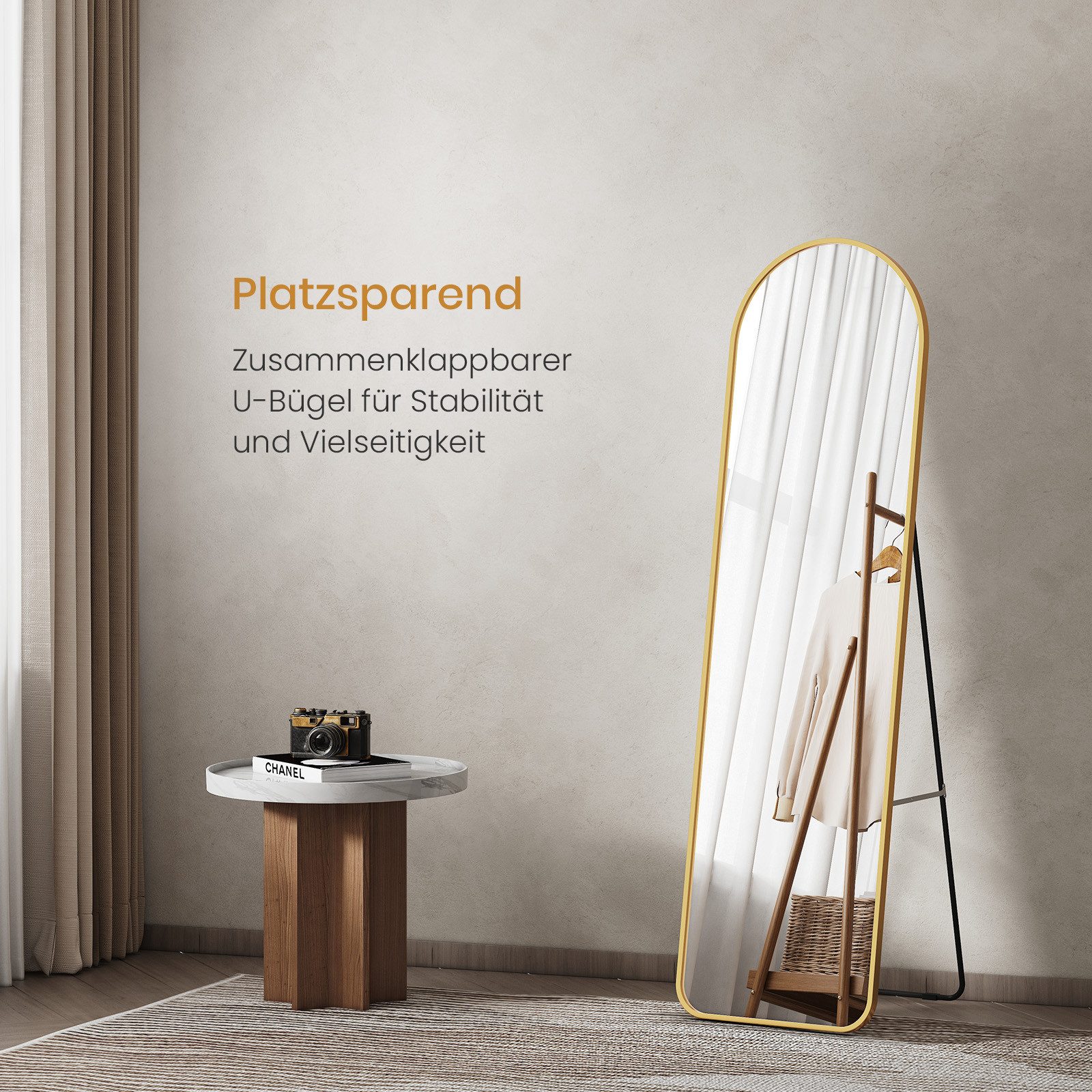 EMKE Standspiegel Bogen Standspiegel Ganzkörperspiegel mit Rahmen aus Alumi günstig online kaufen