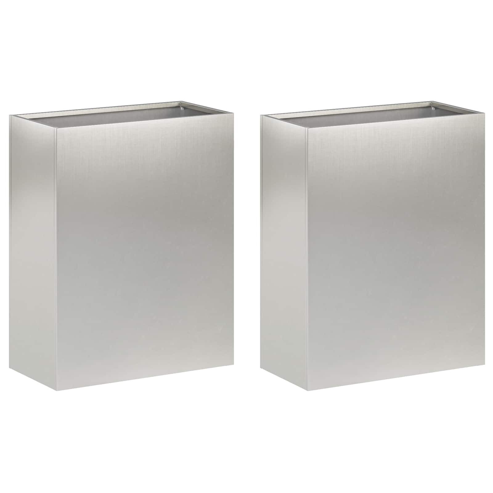 vidaXL Blumentopf Garten-Pflanzgefäß 2 stk. Silber 40 x 20 x 40 cm Edelstahl (2 St)