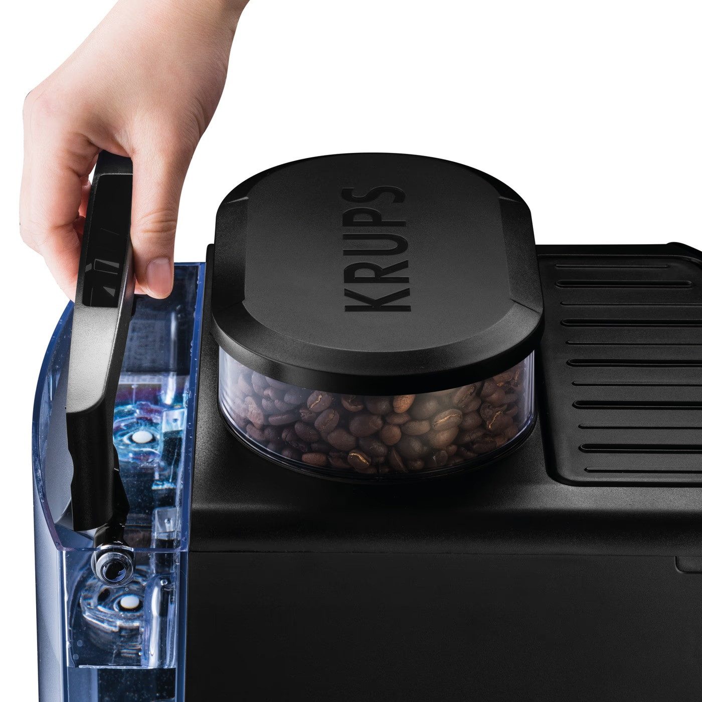 Krups Kaffeevollautomat EA8118, Vollautomatische Espressomaschine Silber Schwarz Kompakt