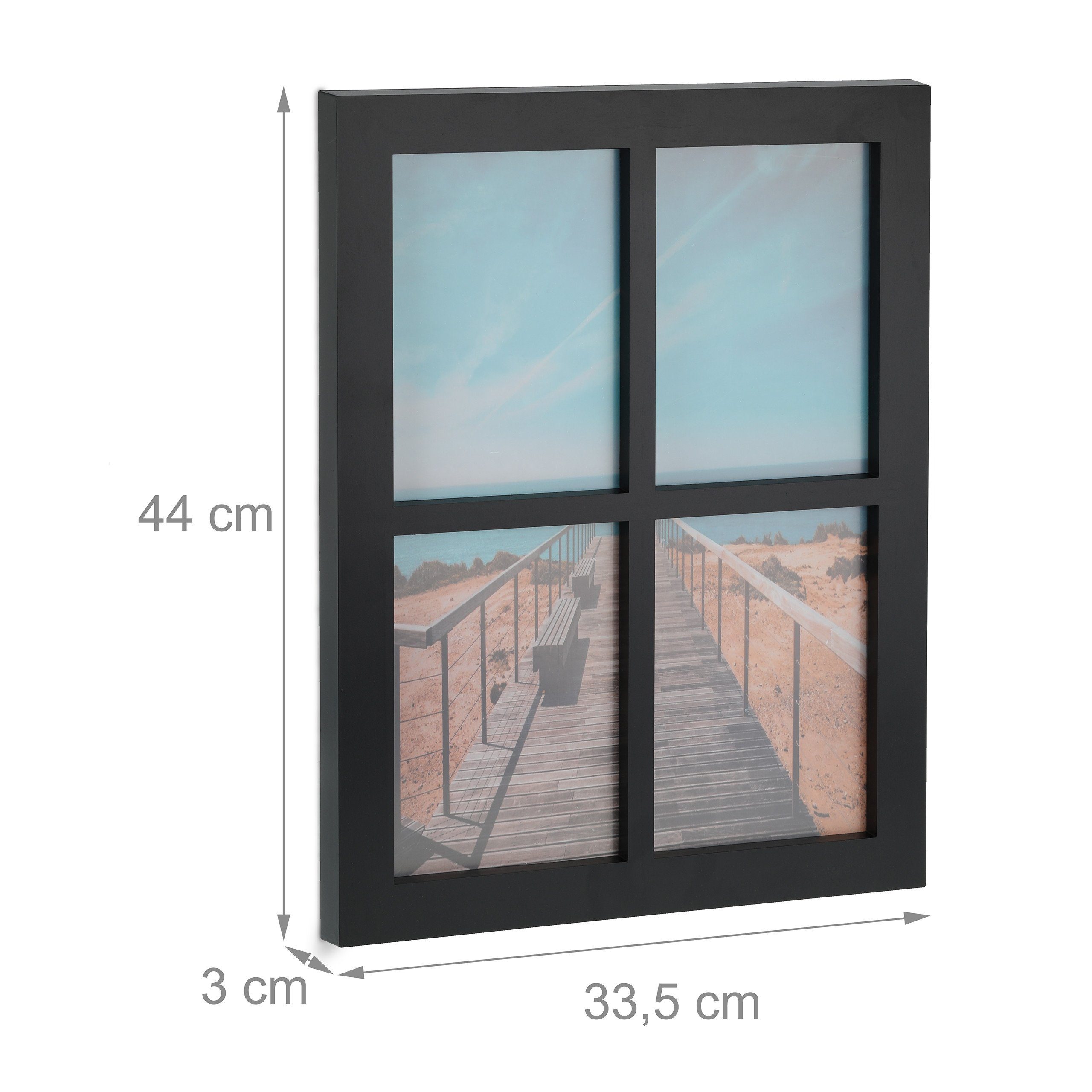 relaxdays Bilderrahmen Collage Bilderrahmen 4 Bilder Collage, schwarz
