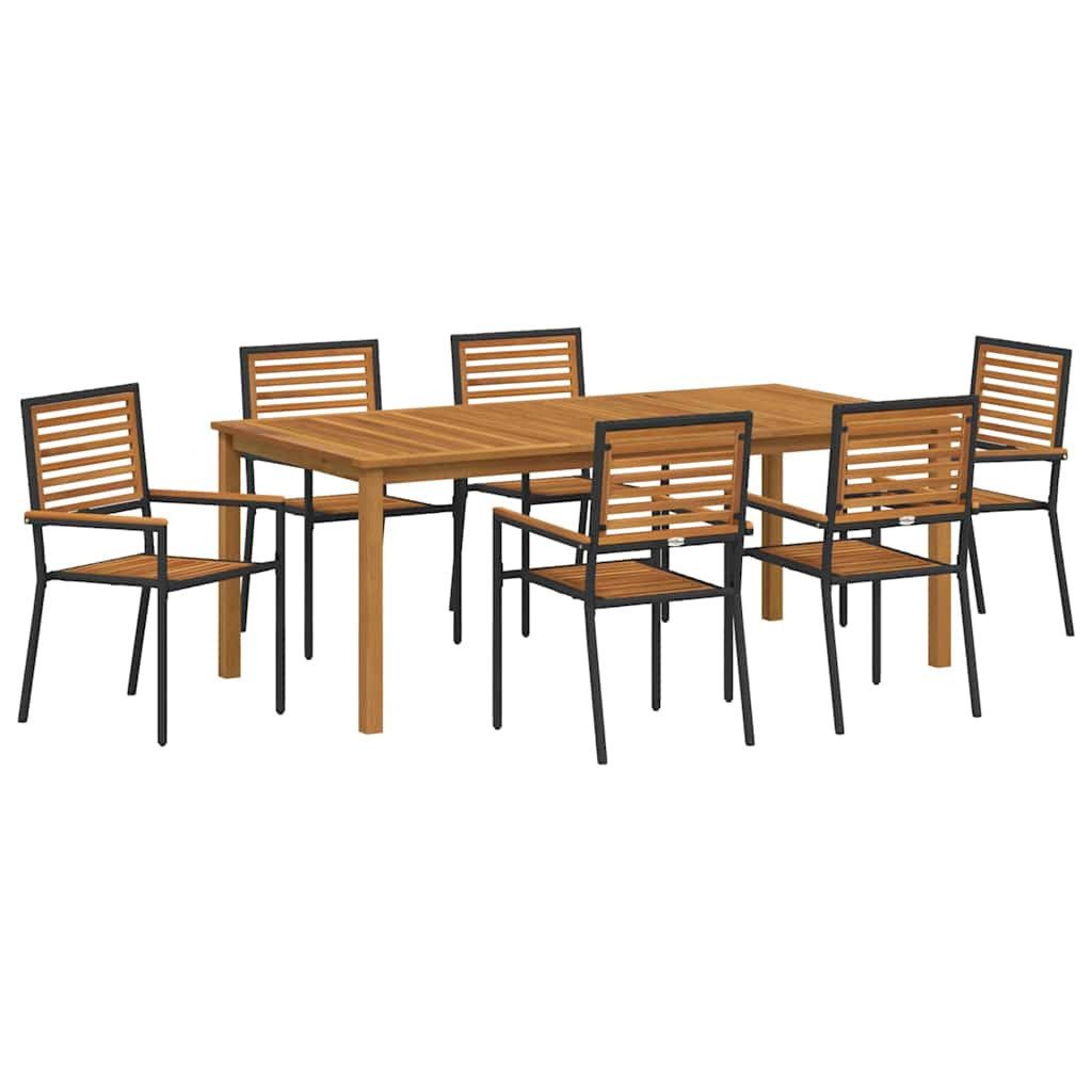 Gartenlounge-Set Garten Essgruppe 7 pcs Schwarz Massivholz