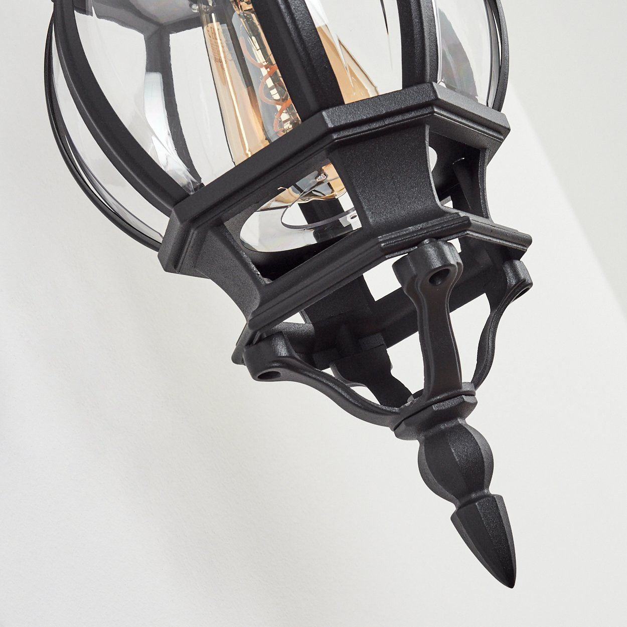 hofstein Außen-Wandleuchte »Meyen« Wandlampe abwärts aus Metall/Glas in Schwarz/Klar, ohne Leuchtmittel, Wandleuchte mit E27, Außenleuchte, IP44