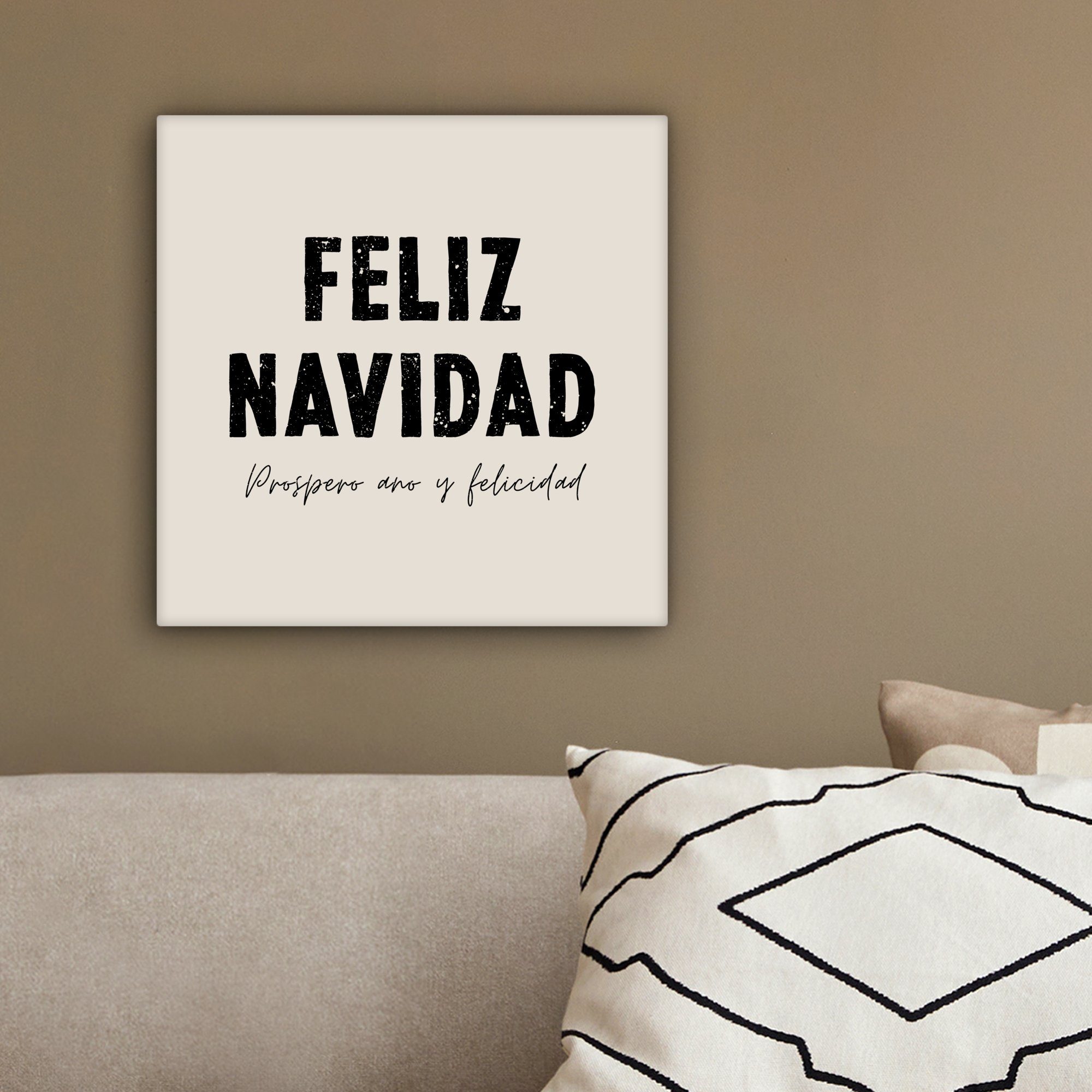 Leinwand navidad für Weihnachten - - Bilder Leinwandbild Zitate (1 20x20 cm Schlafzimmer, Feiertage, Weihnachten St), Feliz - - OneMillionCanvasses® Wohnzimmer