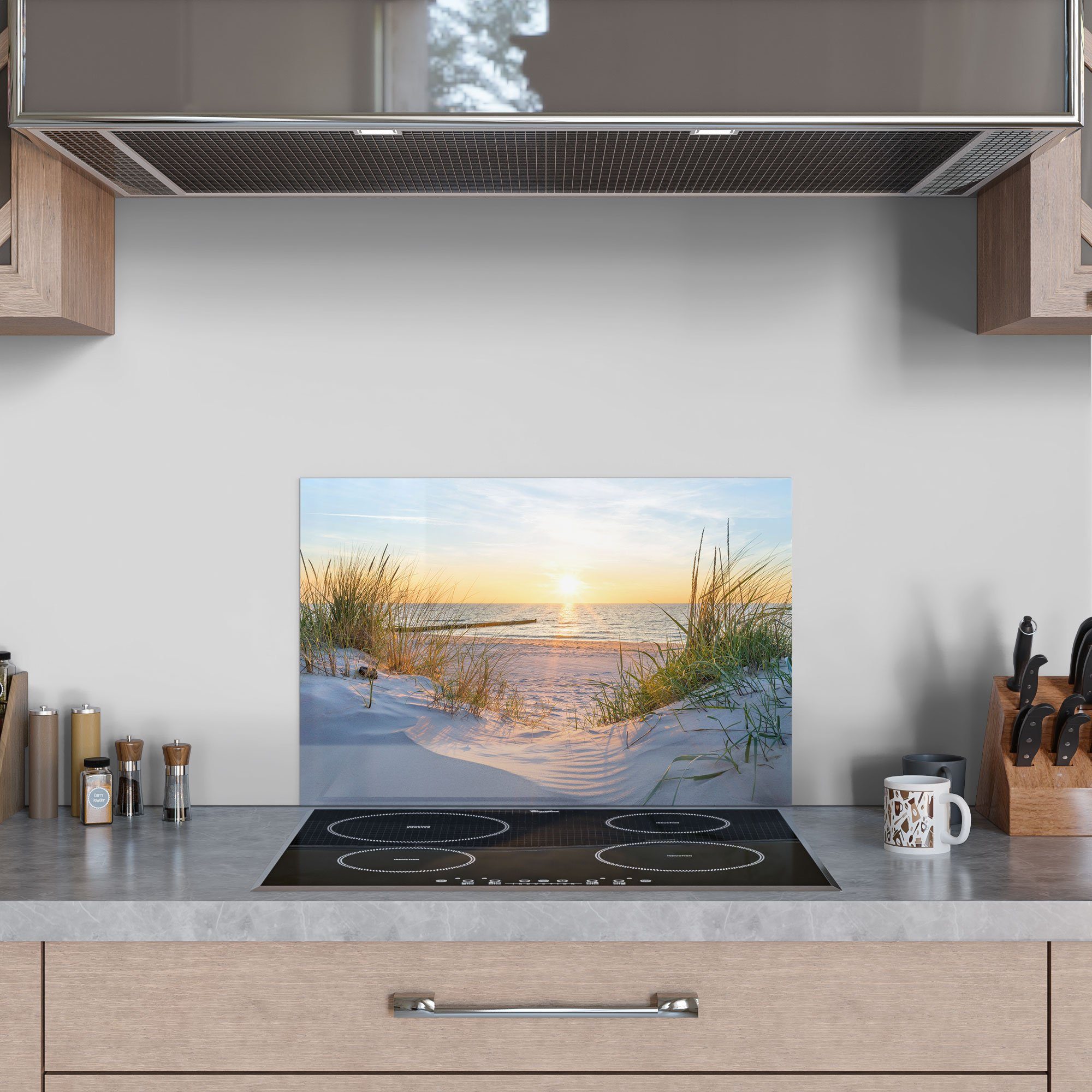 DEQORI Küchenrückwand 'Abendsonne an der Ostsee', Glas Spritzschutz Badrückwand Herdblende – Bild 3 von 5