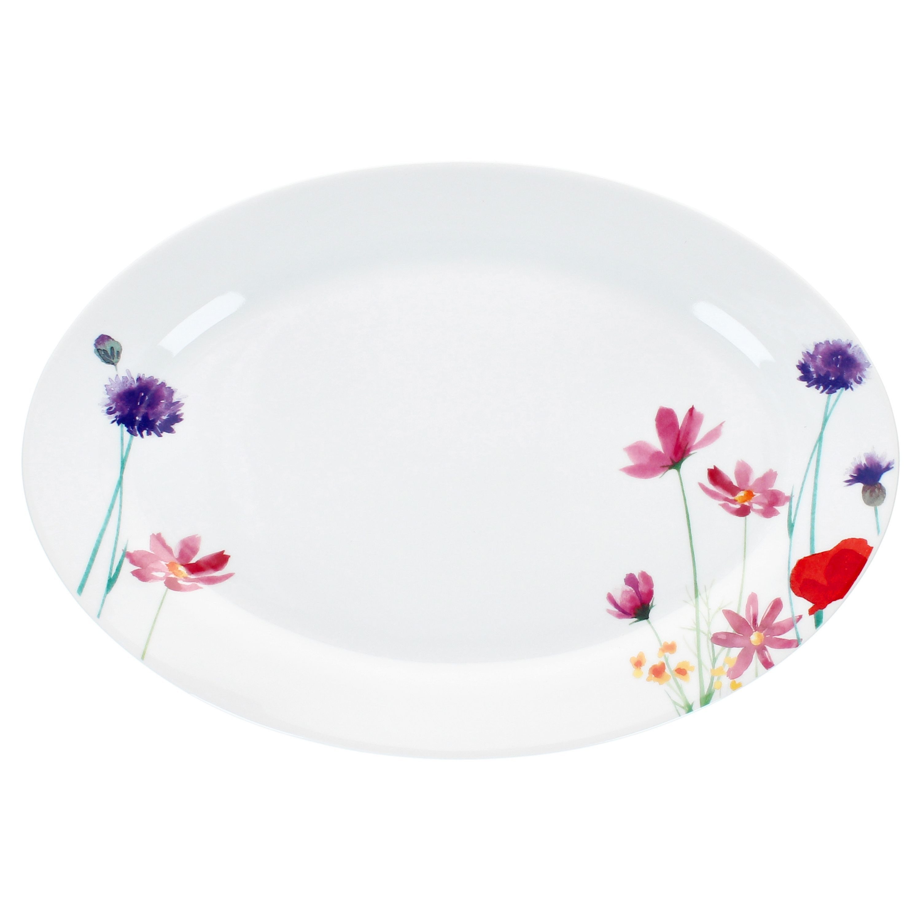 MamboCat Servierplatte Marie Servierplatte oval Porzellan 35,5x24,3cm Blumen Grill-Teller, Porzellan