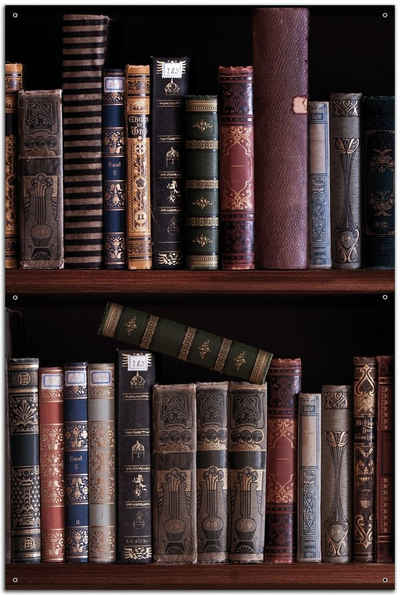 Wallario Sichtschutzzaunmatten Bücherregal mit alten Büchern