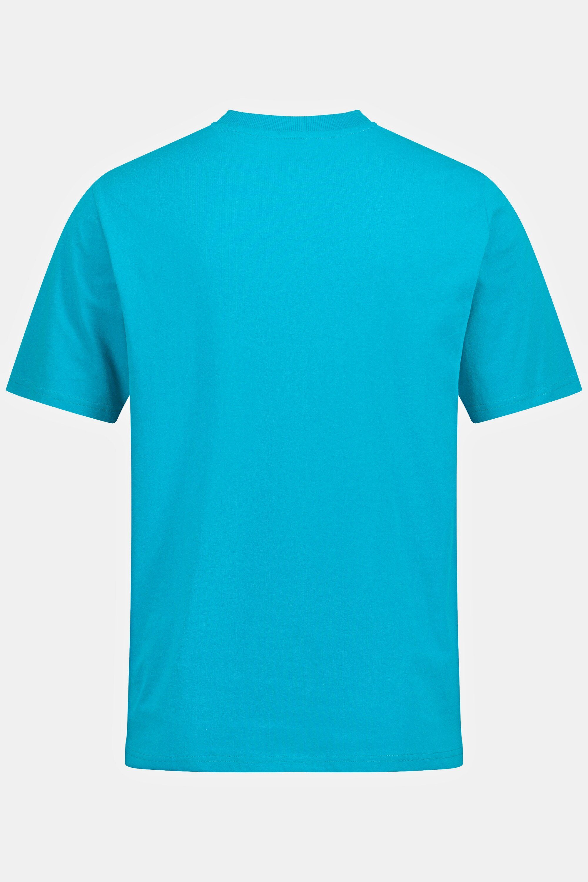 Basic JP1880 Henley dunkles Halbarm türkis T-Shirt Knopfleiste