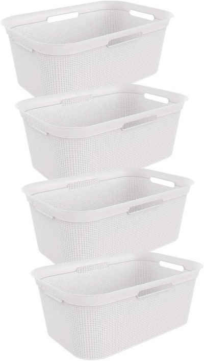ROTHO Wäschekorb Brisen 4er-Set Wäschekorb 40l, Kunststoff (PP) BPA-frei (Wäschekorbset, 4er-Set), Löcher an den Seiten ermöglicht Luftzirkulation innerhalb der Wäschebox