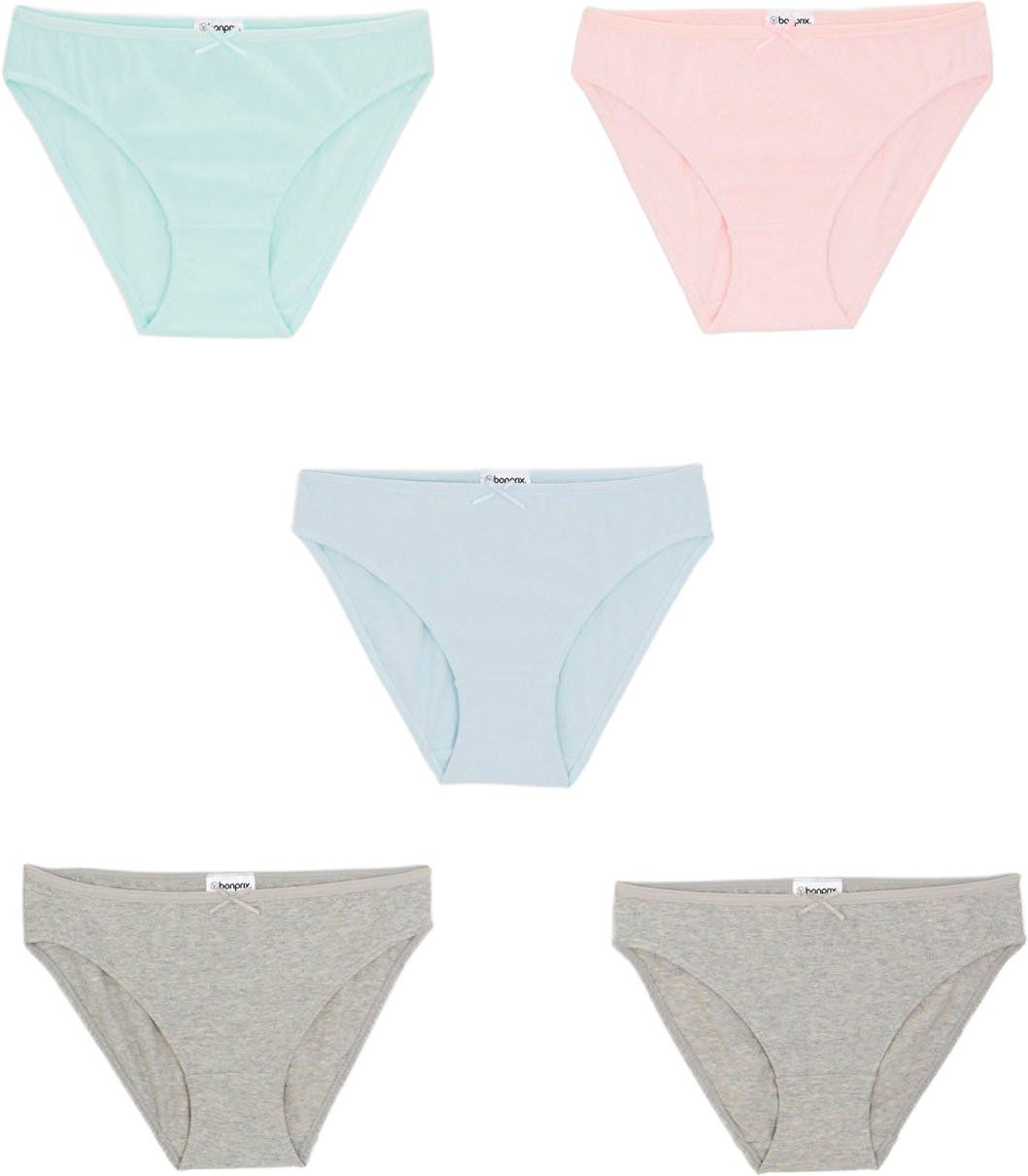 bonprix Slip (Packung, 5-St., 5) mit Schleifchen-Detail, aus Baumwolle und Elasthan, bequeme Passform