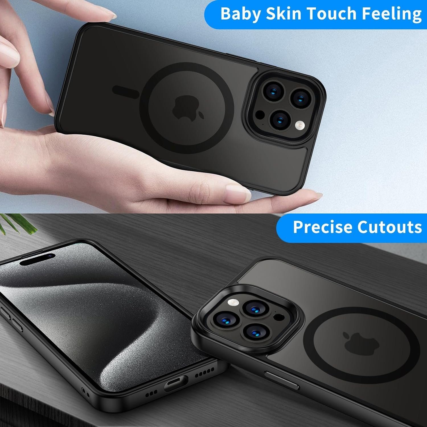 MSM Handyhülle Hülle für Apple iPhone 15 Pro / Max Hard Schutz Case Schwarz – Bild 5 von 5