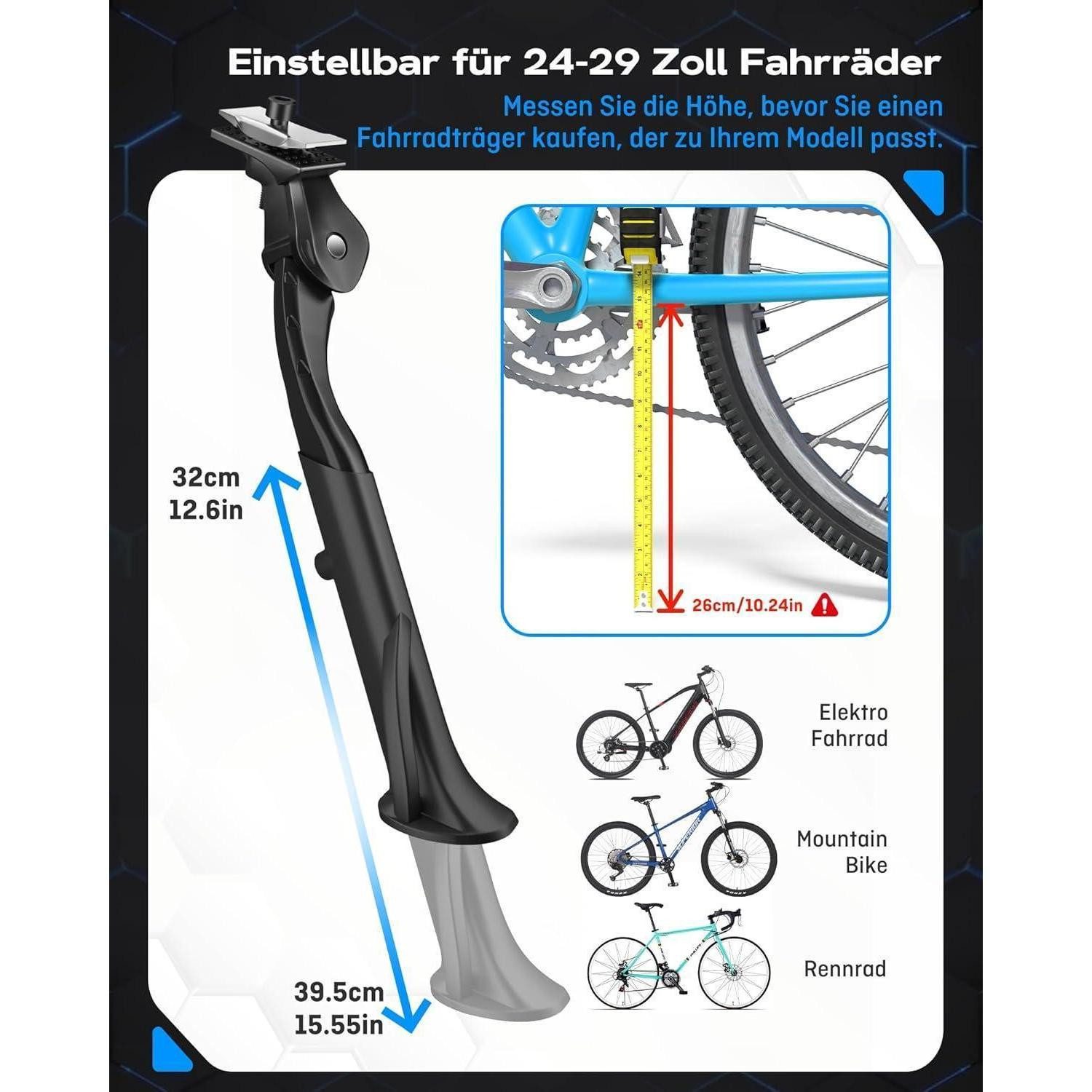 LuxusKollektion Fahrradständer Fahrradständer 24–29 Zoll Höhenverstellbar mittelständer Cube für