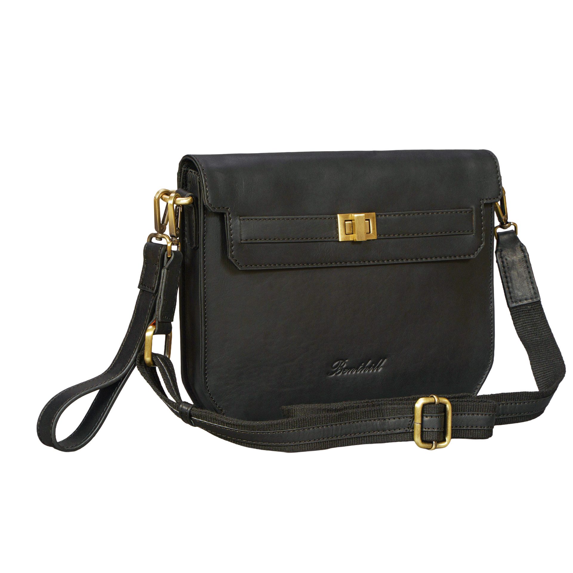Benthill Handtasche Herren Damen Echt Leder Handtasche Handgelenktasche Schultertasche, Schultergurt / Umhängegurt Reißverschlussfach