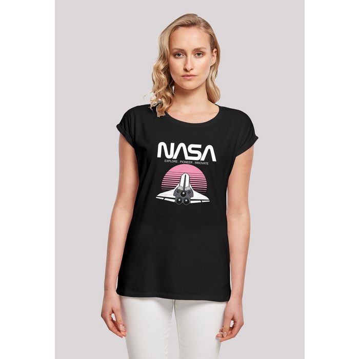 F4NT4STIC T-Shirt Extended Shoulder T-Shirt 'NASA Space Shuttle Sunset' Damen Premium Merch Regular-Fit Kurze Ärmel Bedruckt