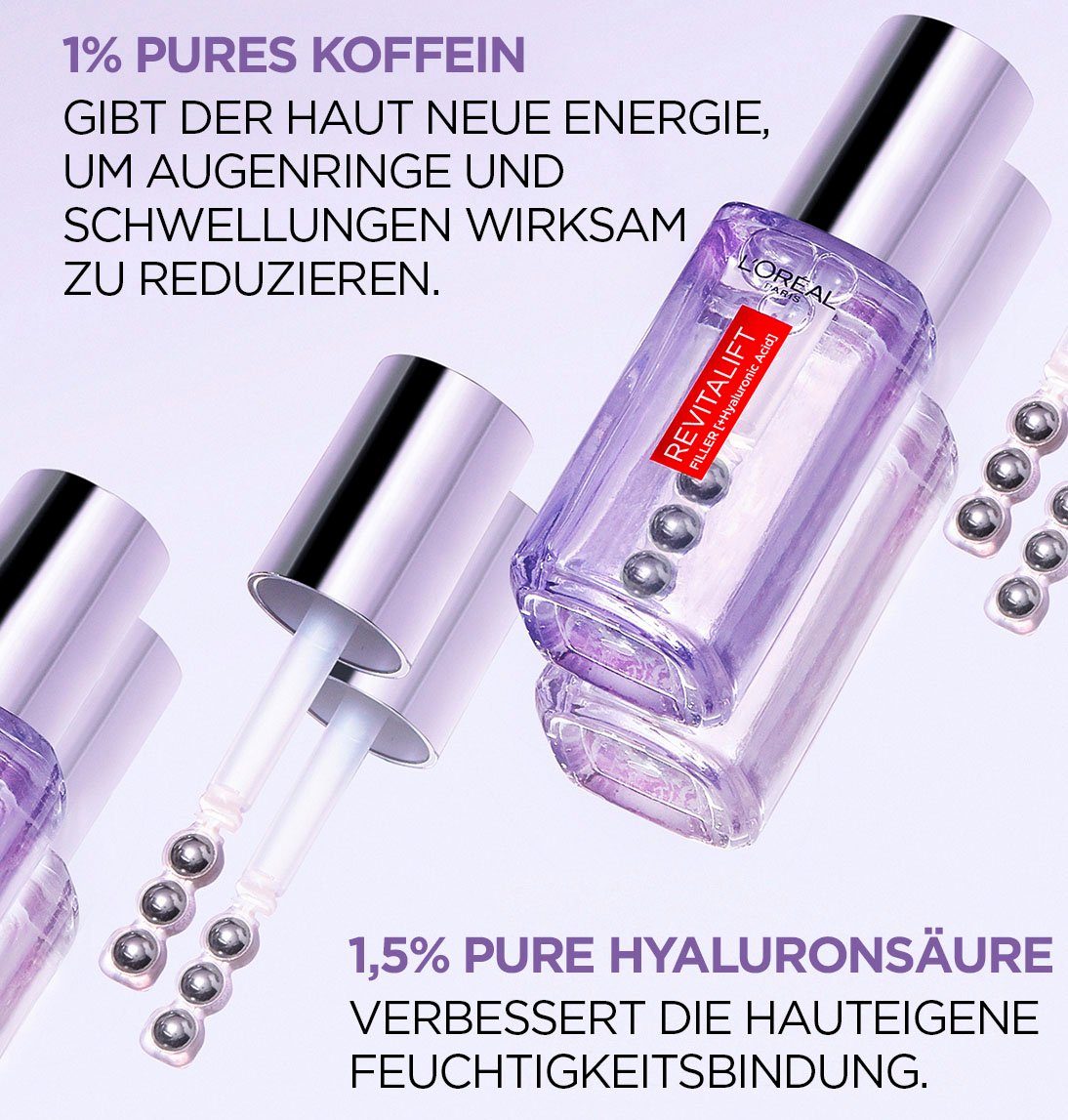 L'ORÉAL PARIS Augenserum Revitalift Filler, mit Hyaluron und Koffein