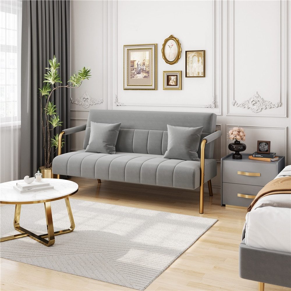 Yaheetech Sofa 1/2-Sitzer Polstersofa, Loveseat fürs Wohnzimmer, mit 2 Lendenkissen