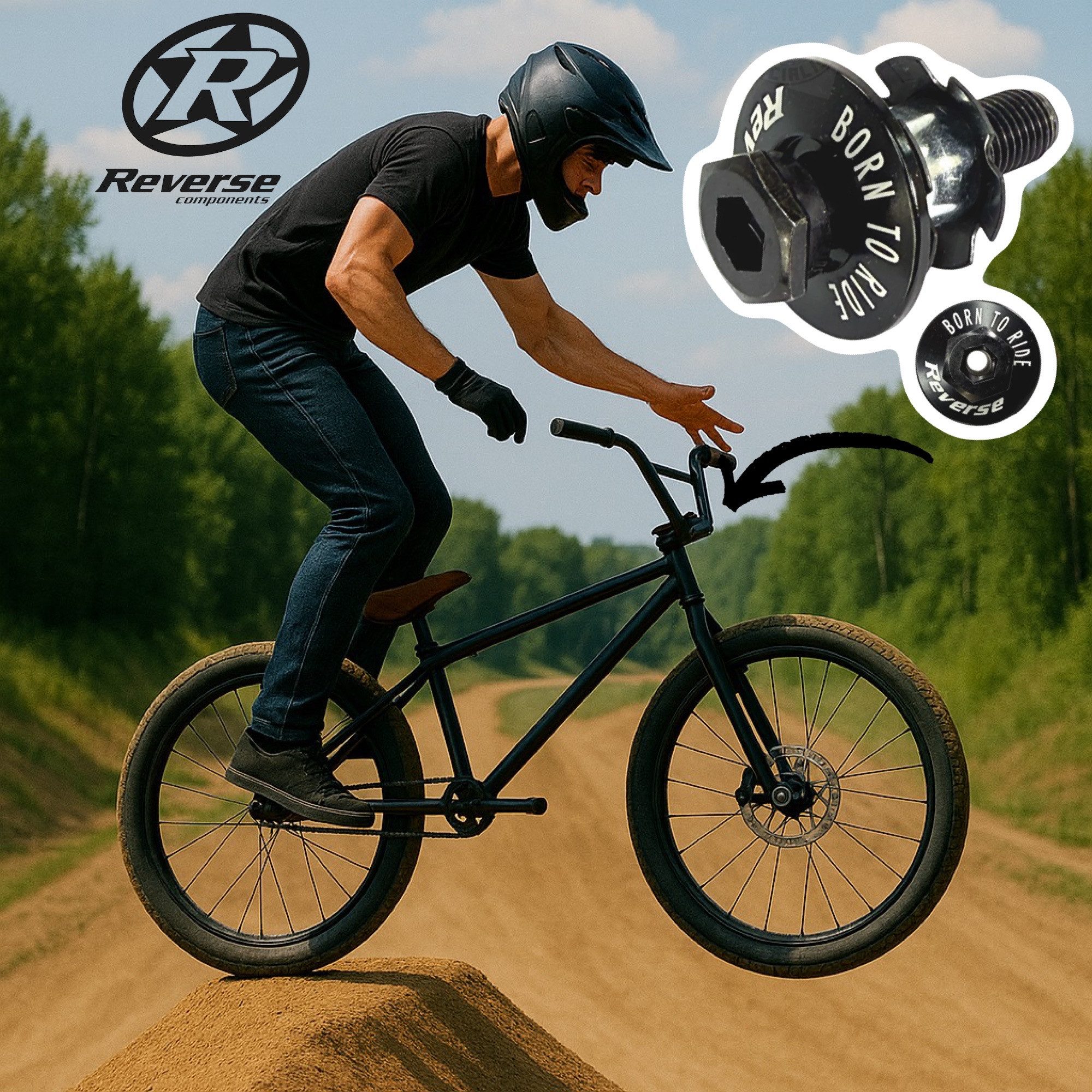 Reverse Fahrradlenker Reverse Alu Dirt Barspin Steuersatzkappe Freestyle Rotor M10 schwarz