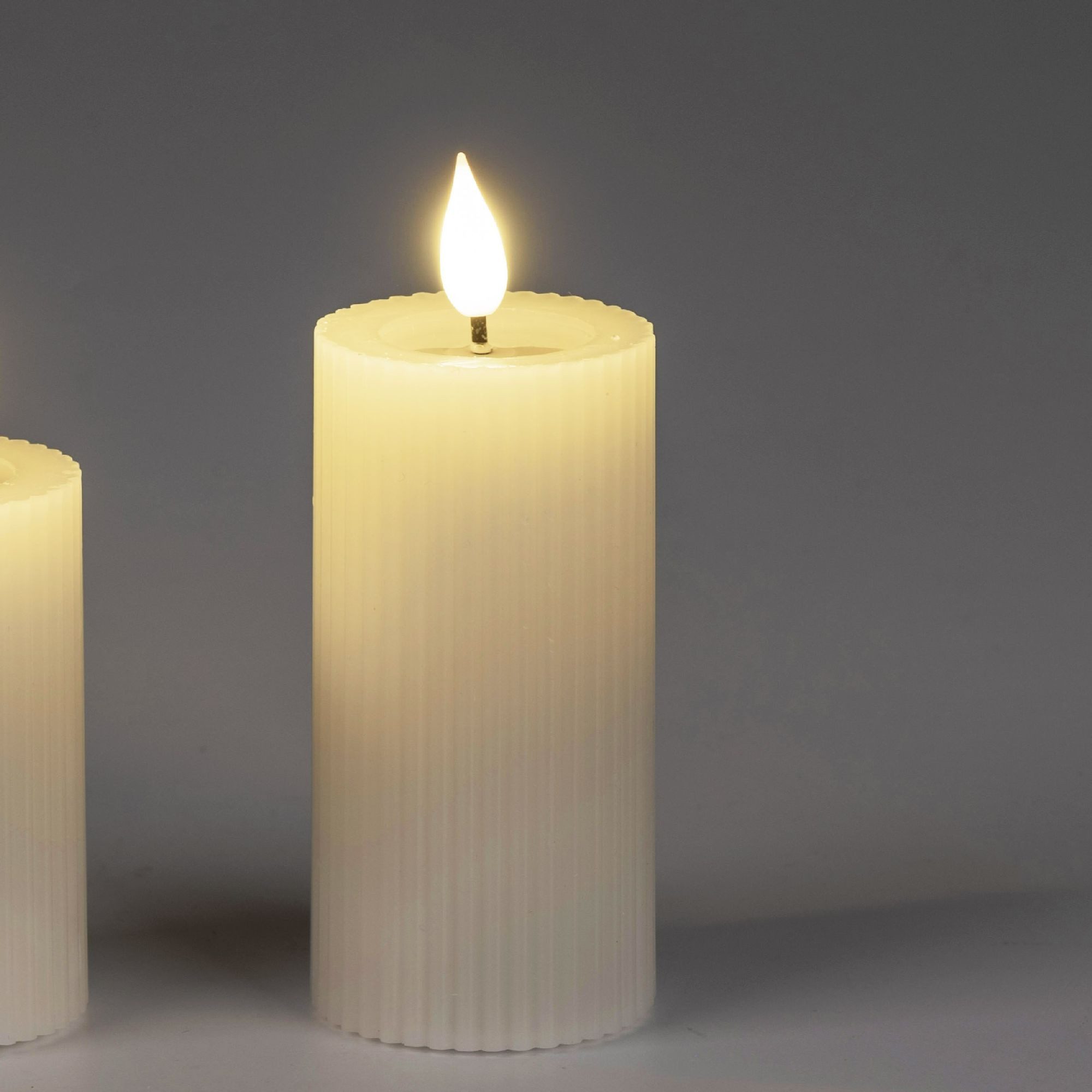 formano LED-Kerze Streifen, Mit Timerfunktion, Creme, Motiv: Rillen günstig online kaufen