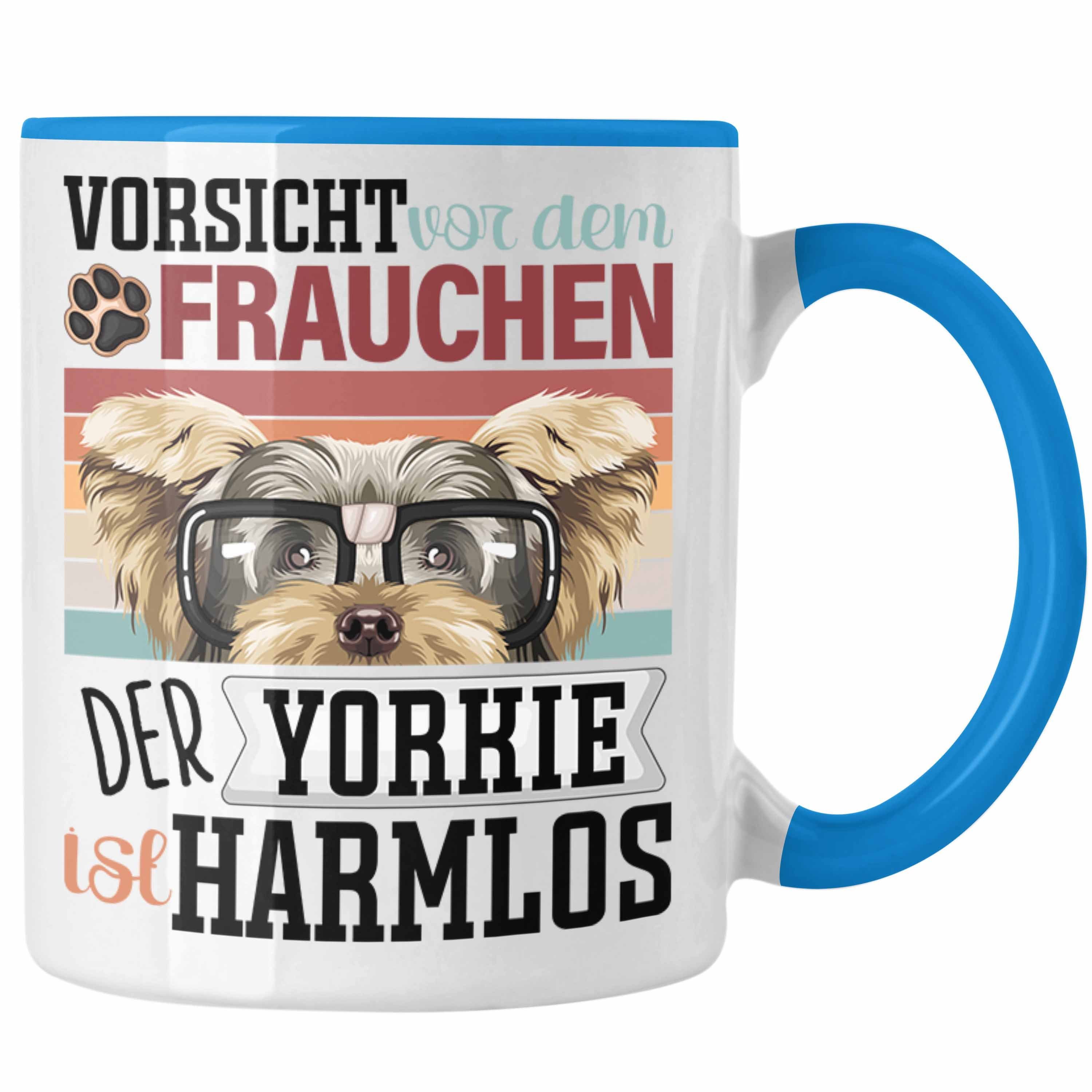 Trendation Tasse Yorkie Besitzerin Frauchen Tasse Geschenk Lustiger Spruch Geschenkidee Blau