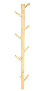 Dekoleidenschaft Wandgarderobe aus Bambus mit 11 Haken, 100 cm hoch, im Scandi-Style, Flurgarderobe