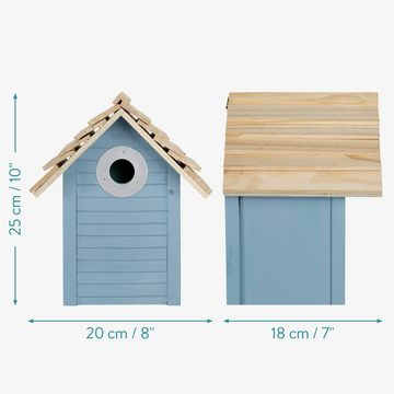 Navaris Tierhaus Vogelhaus zum Aufhängen - Nistkasten - Vogelhäuschen Blau