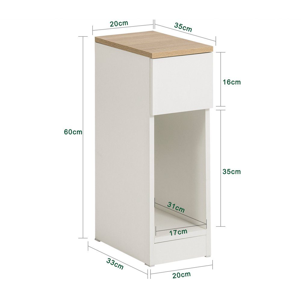 SoBuy Nachttisch Boxspringbett für mit Weiß Sofatisch FBT111, Telefontisch Beistelltisch Schublade
