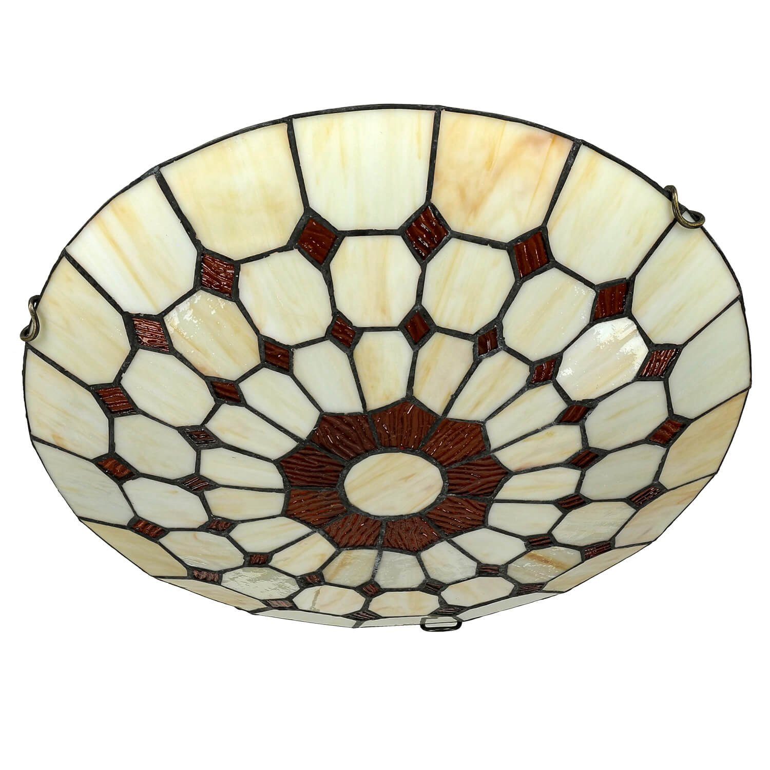 Stil cm 40 ohne rund Leuchtmittel, Buntglas MARVEL, Licht-Erlebnisse flach Deckenleuchte Deckenlampe Wohnzimmerlampe Tiffany