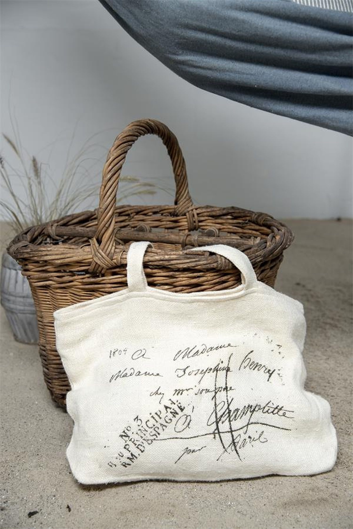 Schultertasche Leinen Shopper Creme Vintage Tasche Reißverschluss Trachtentasche