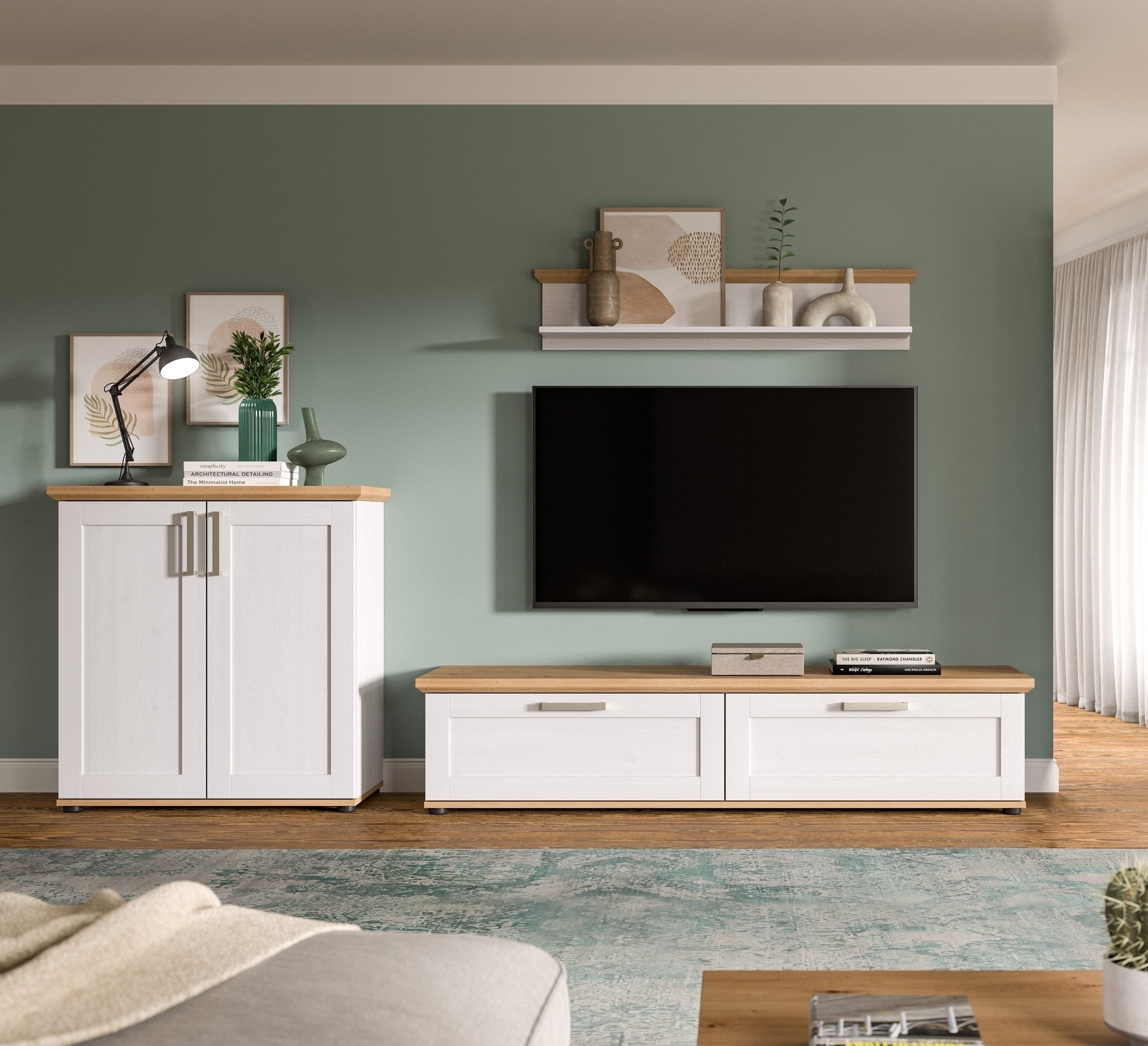 freiraum Wohnwand Verona, (3-teilig) in Sibiu Lärche Dekor - 260x151x40cm (BxHxT)