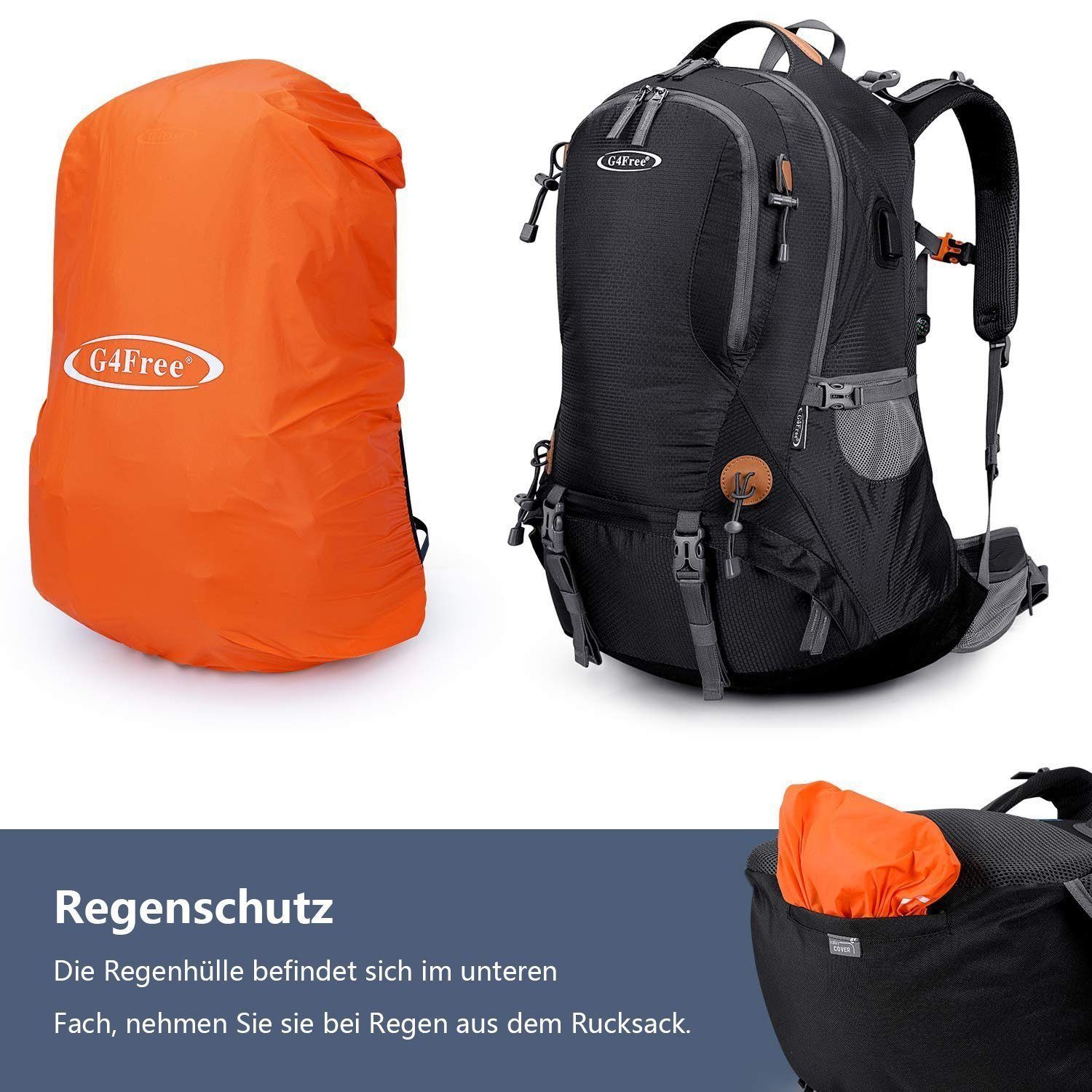 G4Free Wanderrucksack Wasserdicht 50L Wanderrucksack mit Regenhülle, 50-Lit günstig online kaufen